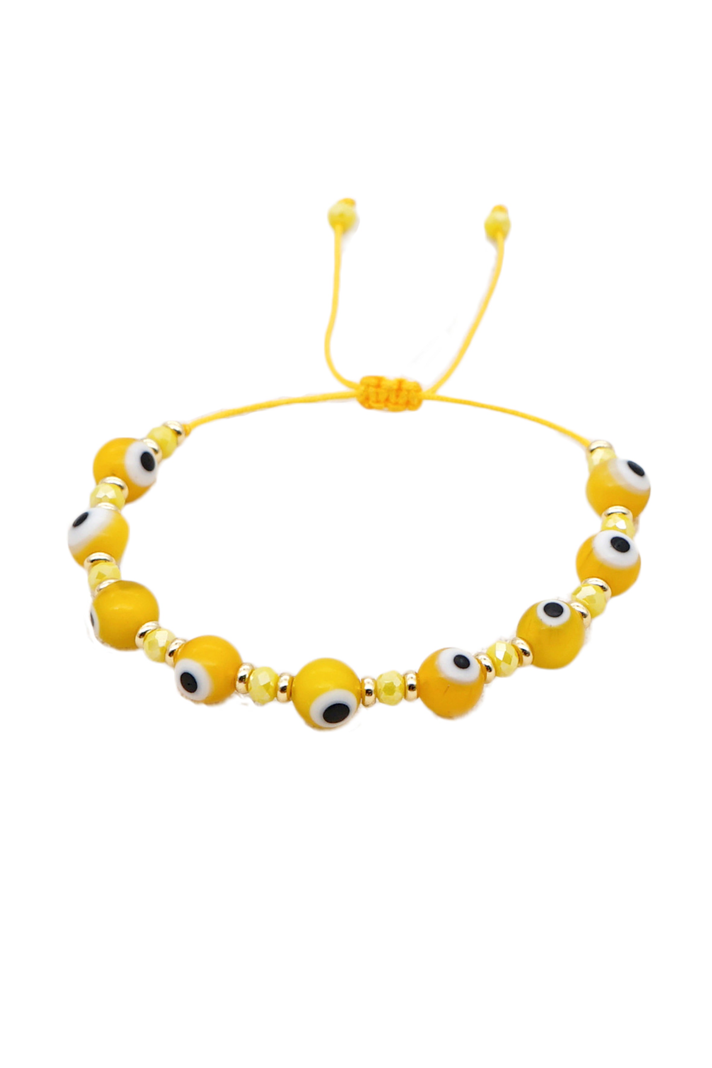Evil Eye Bead Braided Bracelet B2845 Yellow