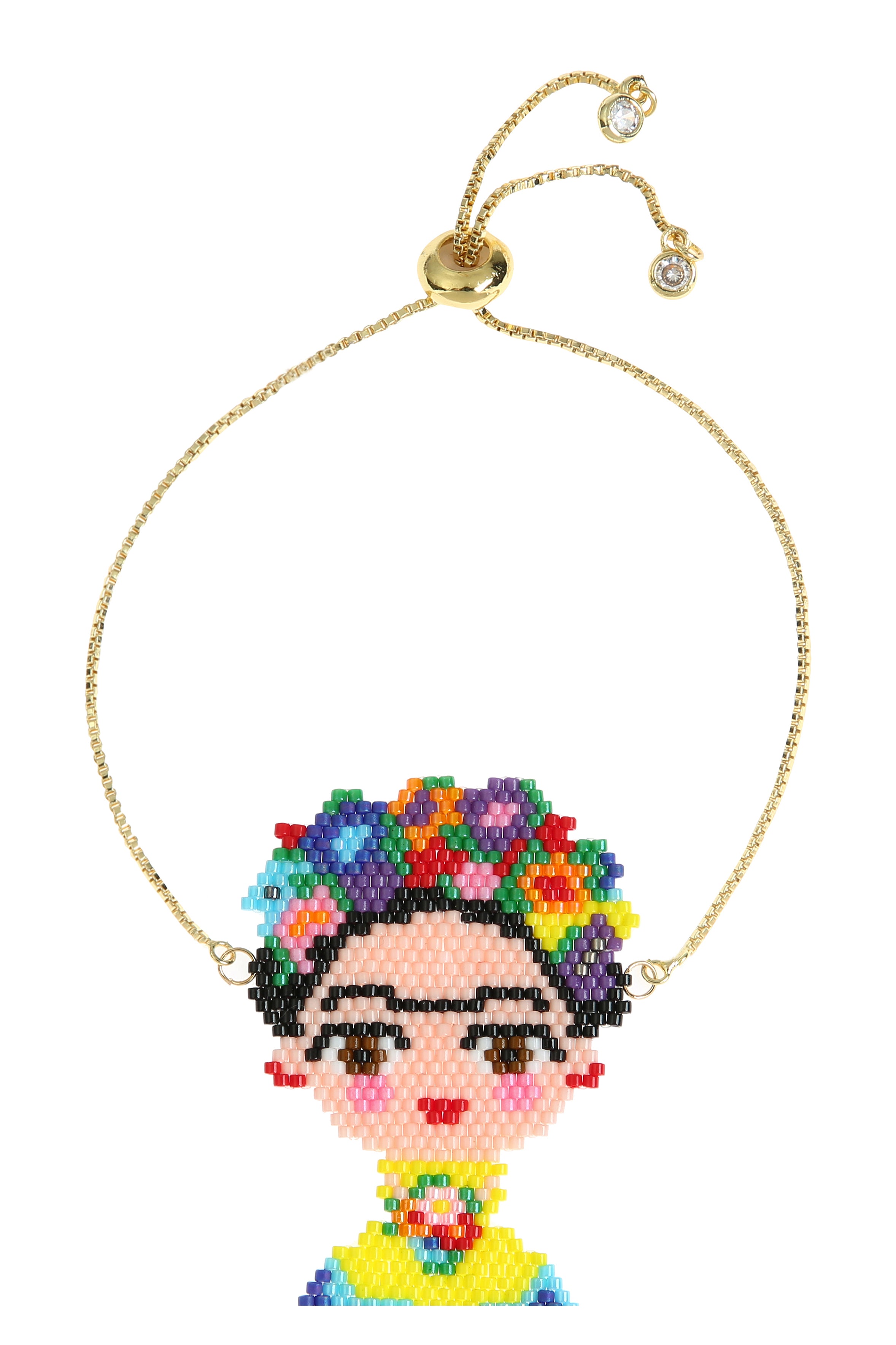 Pulsera de cadena con cuentas de semillas y diseño floral de Frida B3260