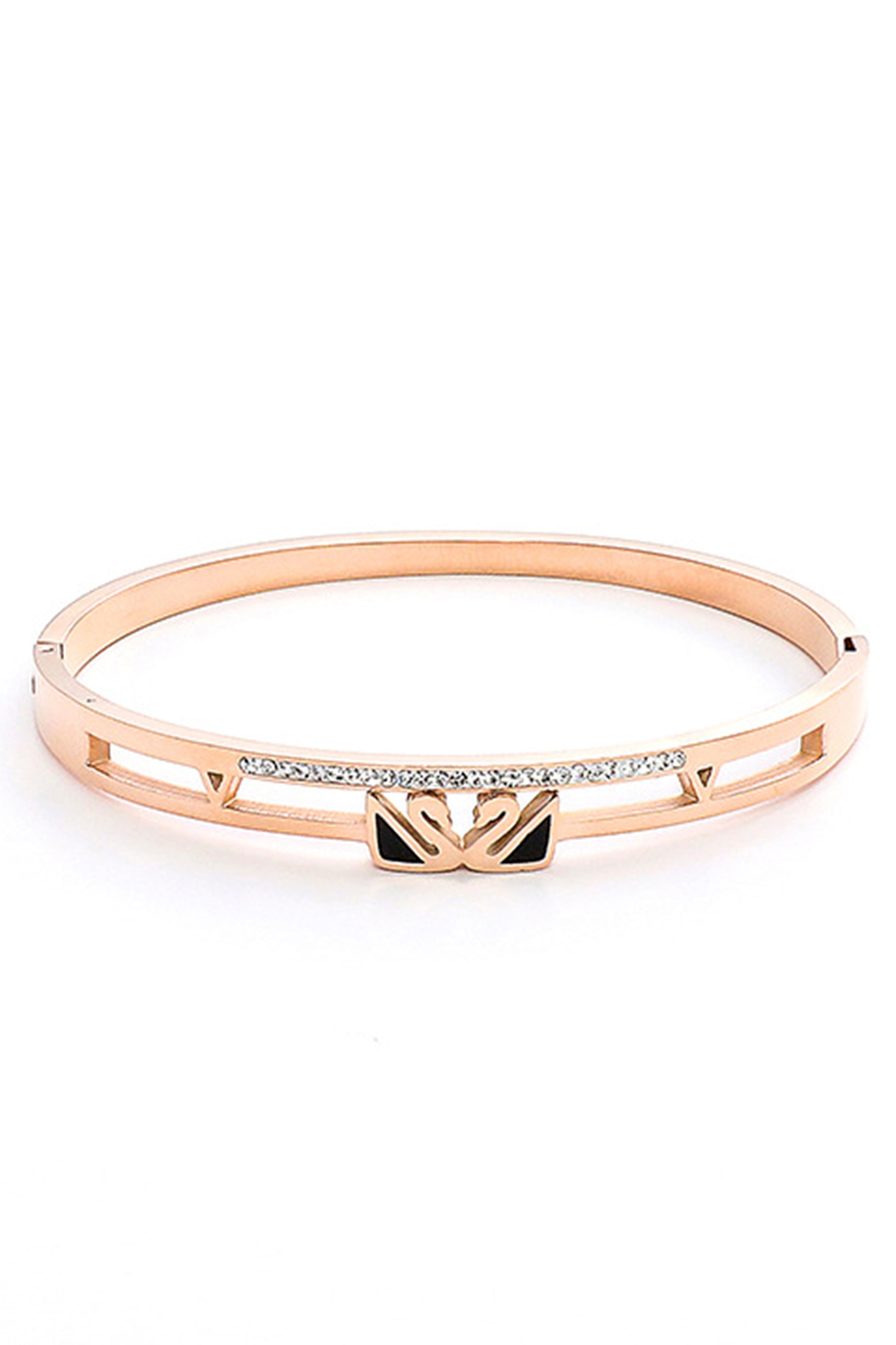 Pulsera de acero inoxidable con diamantes de imitación y cisne B3402