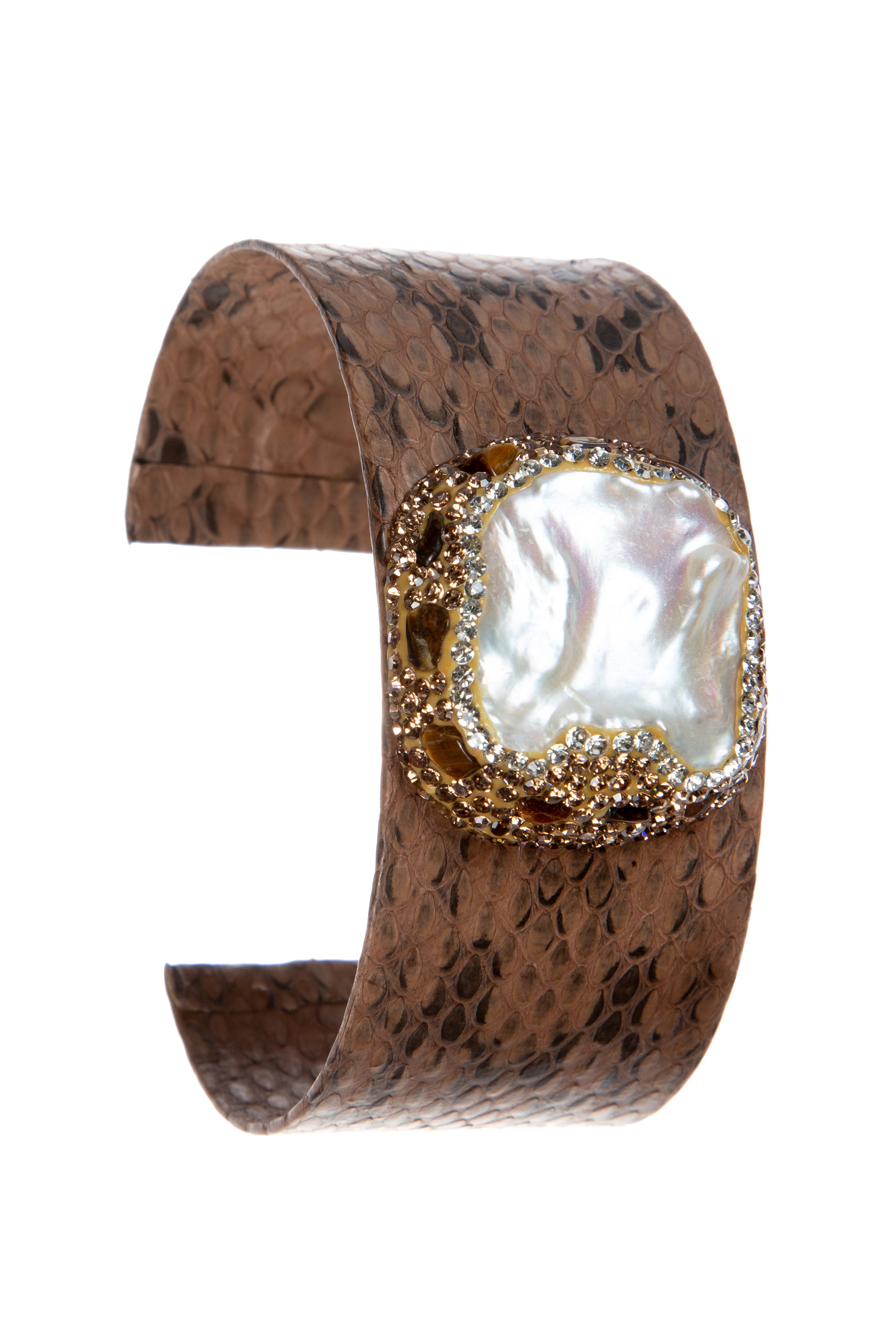 Freshwater Pearl Leather Cuff Bracelet B3430