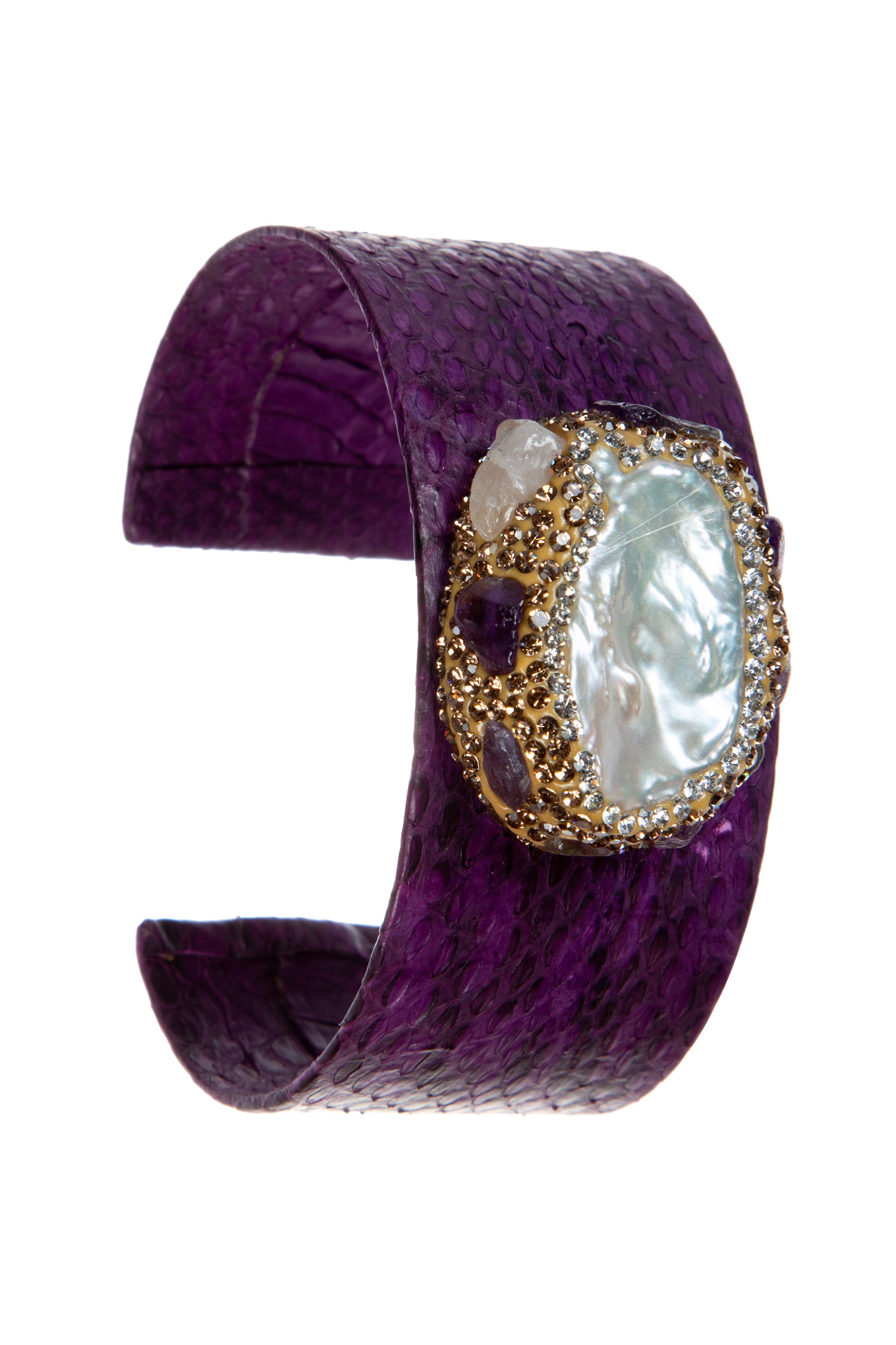 Freshwater Pearl Leather Cuff Bracelet B3430