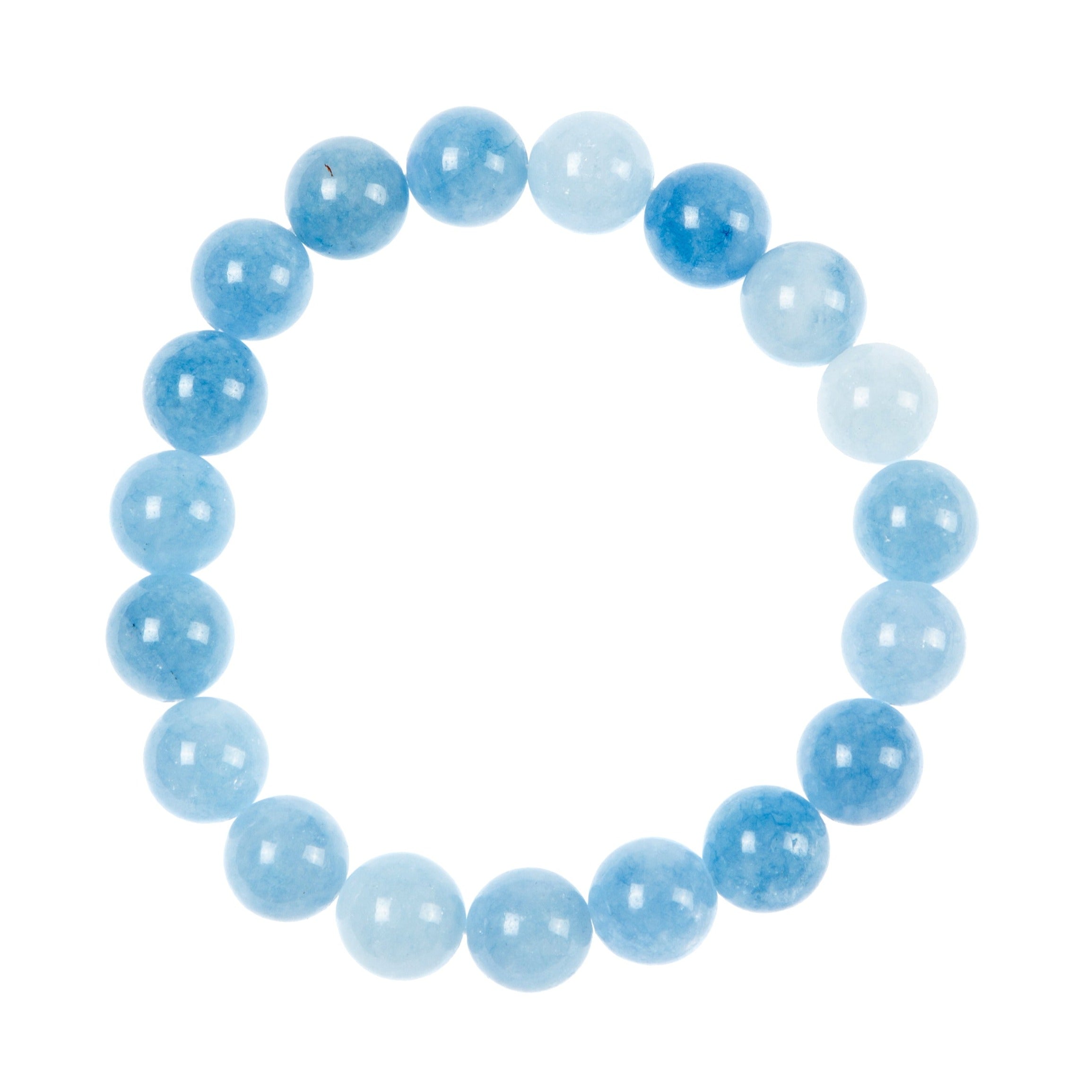 Blue Aquamarine Stone Bead Stretch Bracelets B3434 10MM