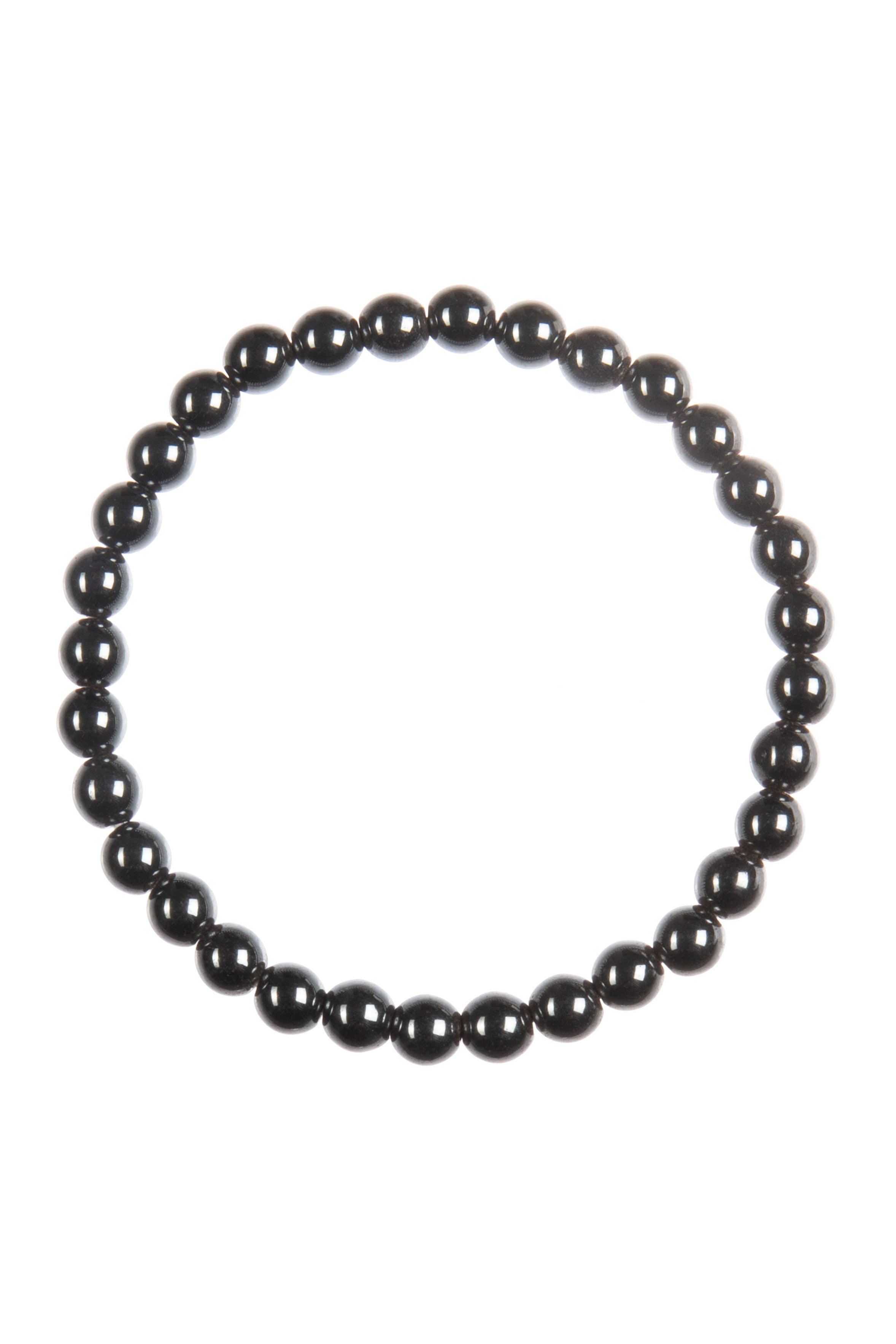 Golden Hematite Bead Stretch Bracelet B3443-Black-6MM