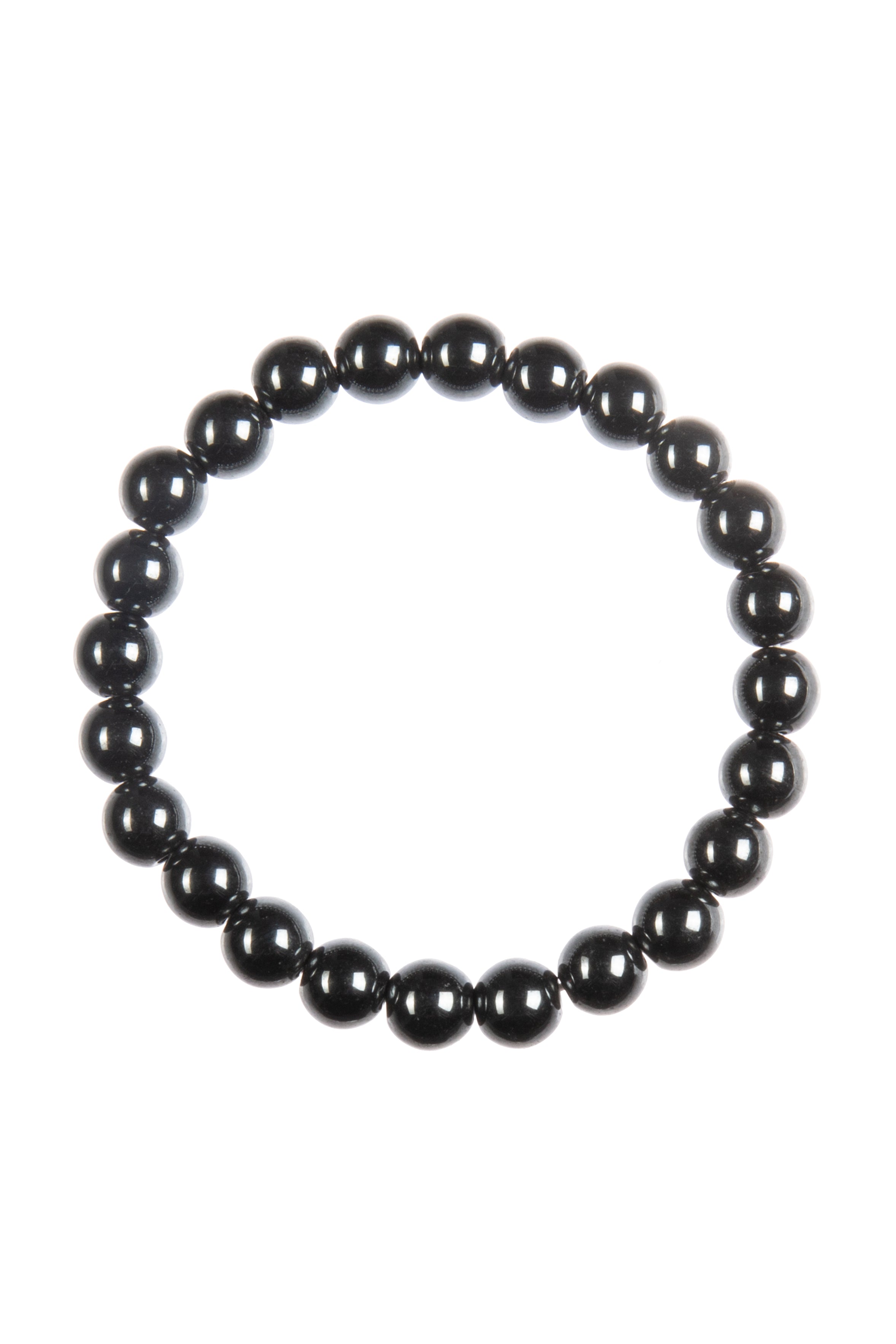 Golden Hematite Bead Stretch Bracelet B3443-Black-8MM
