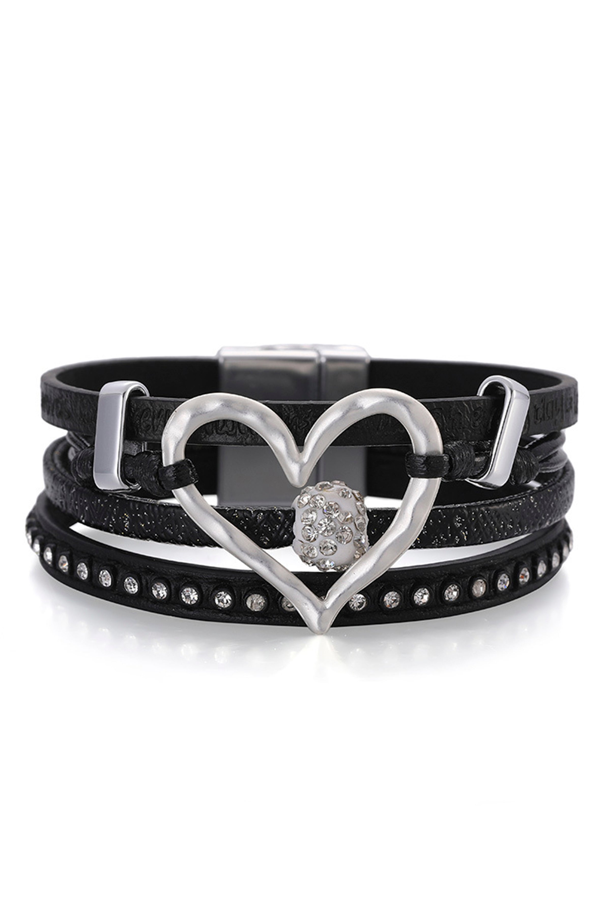 Pulseras magnéticas de cuero con forma de corazón B3580