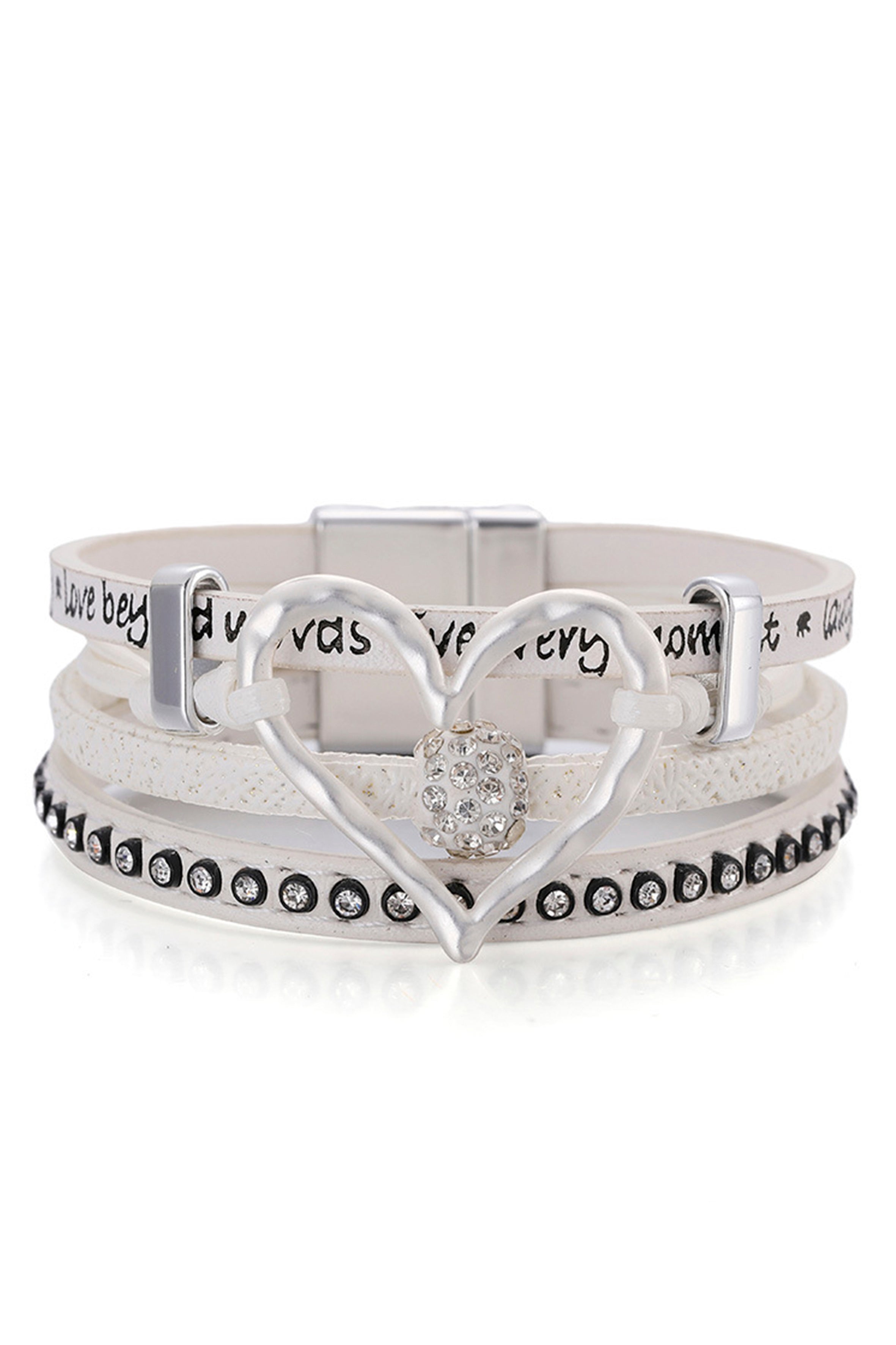 Pulseras magnéticas de cuero con forma de corazón B3580