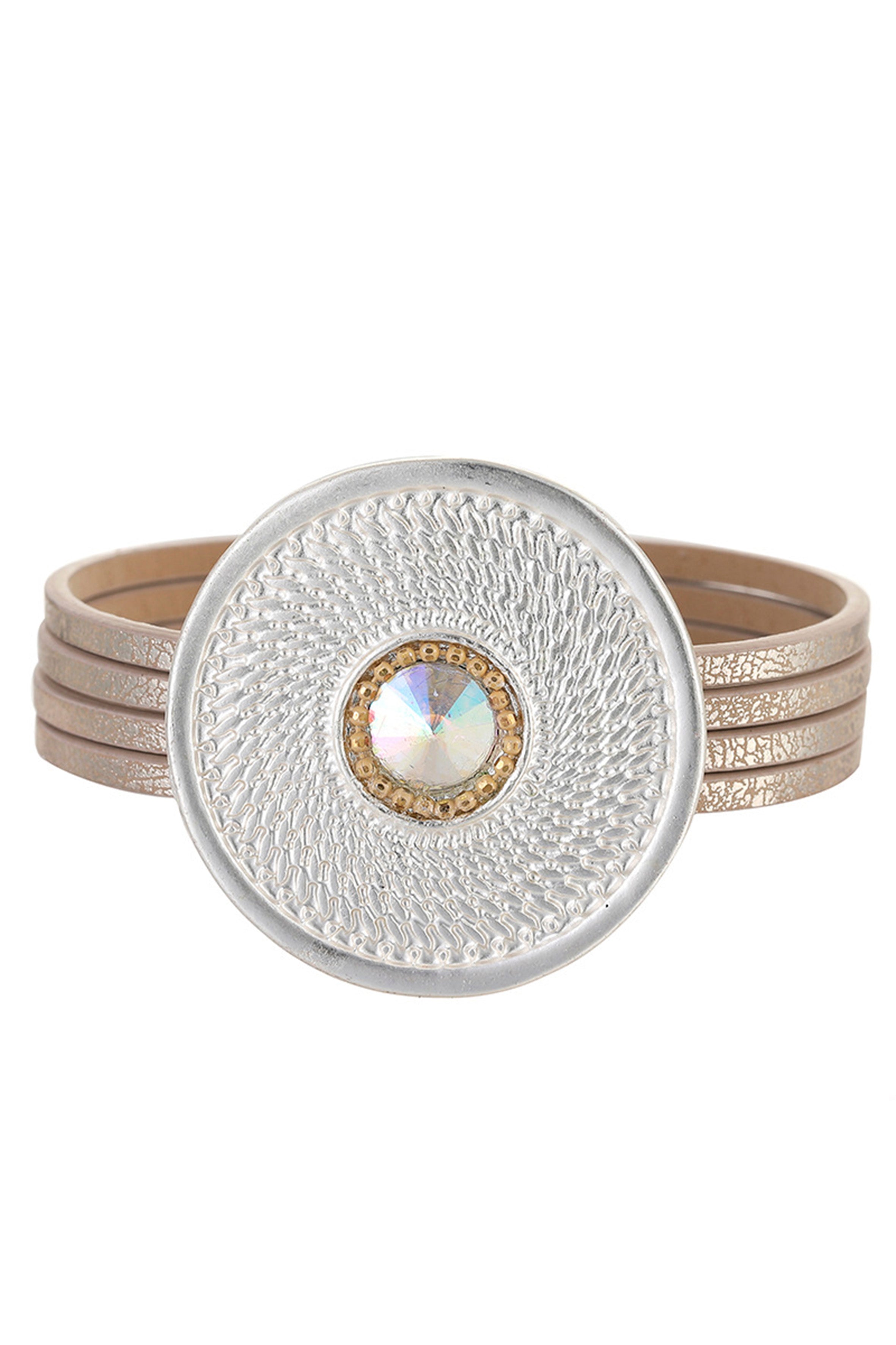 Disc Leather Magnetic Bracelets AB13587