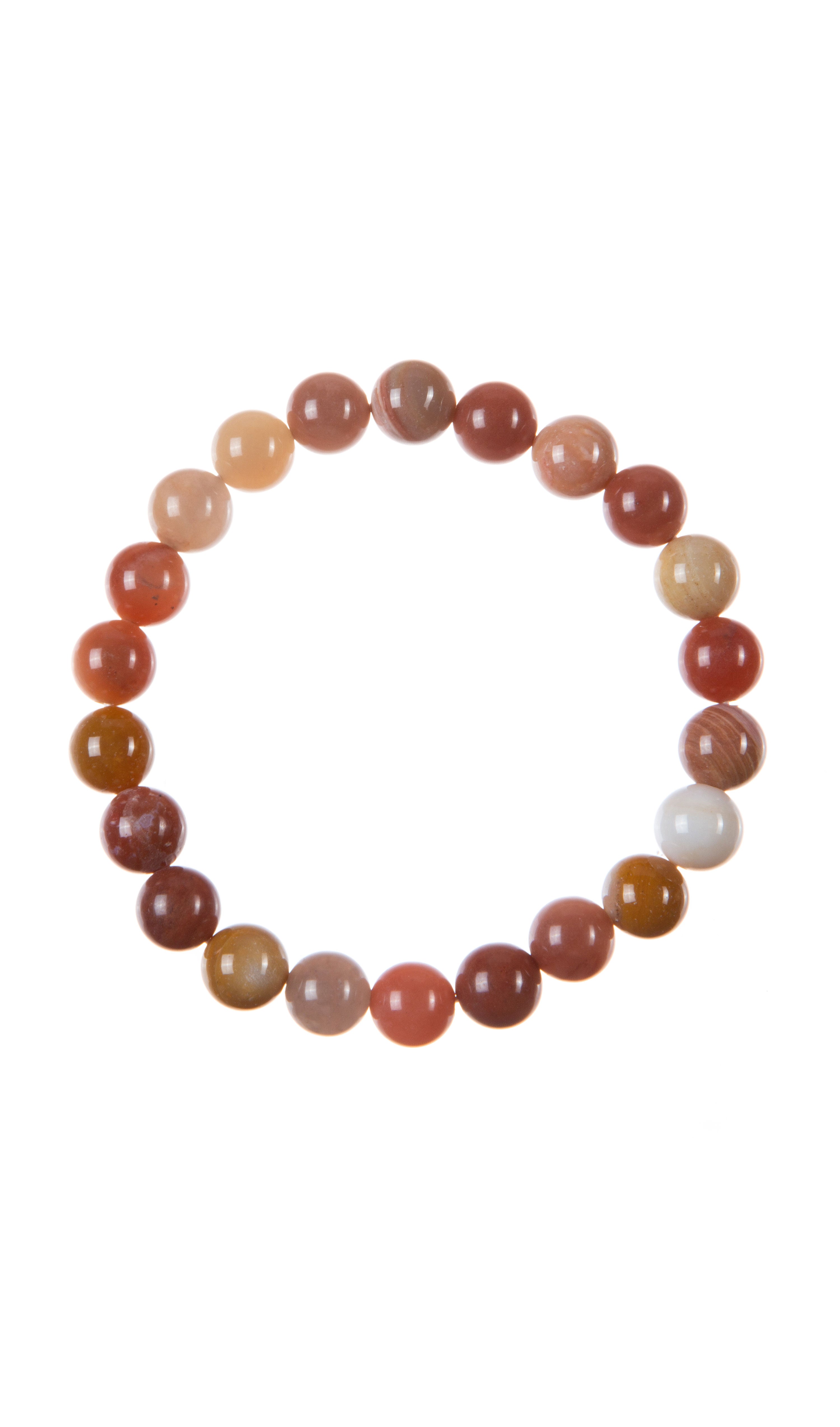 Red Silicified Wood Bead Stretch Bracelet B3708 8MM
