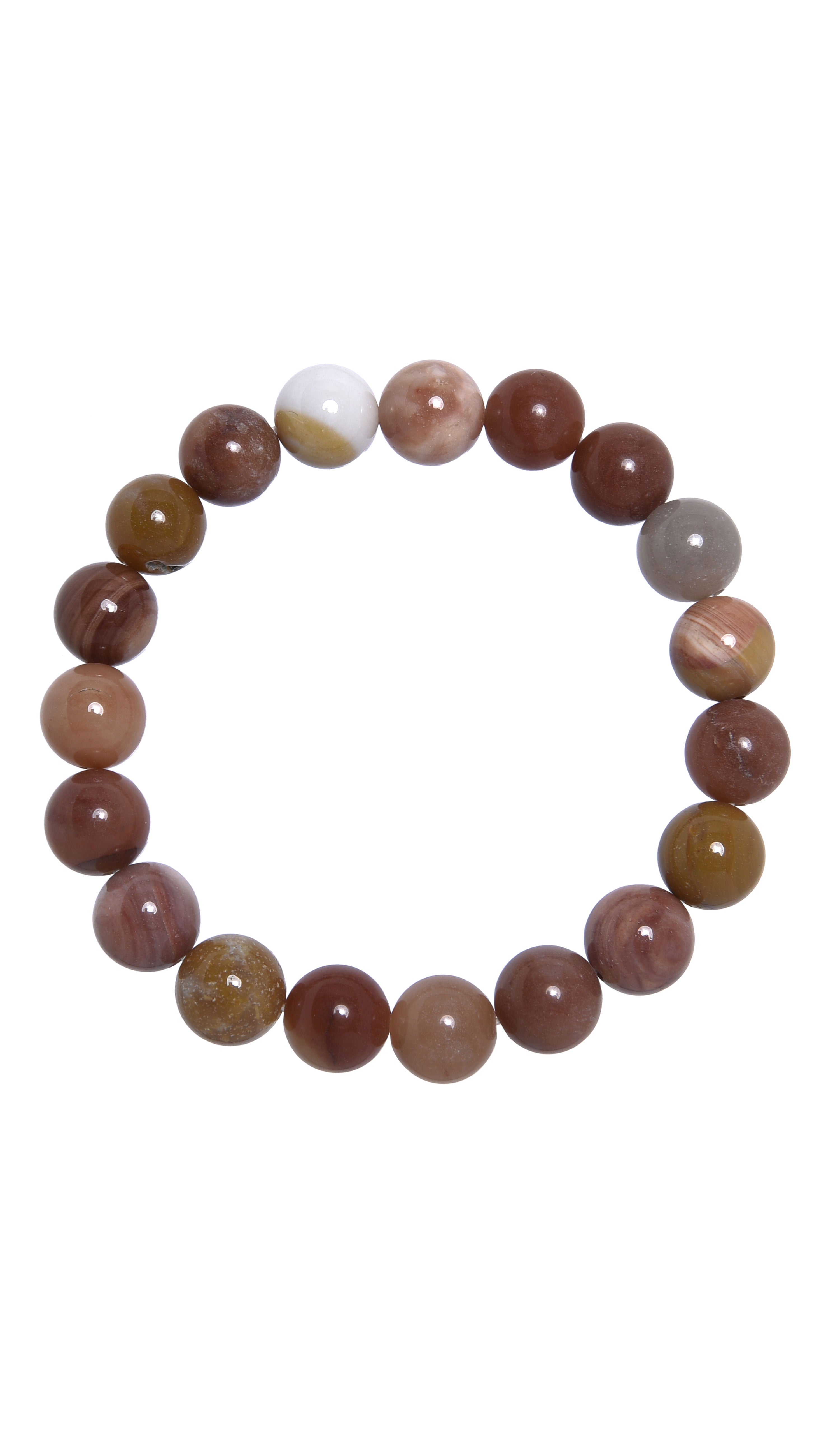 Red Silicified Wood Bead Stretch Bracelet B3708 10MM