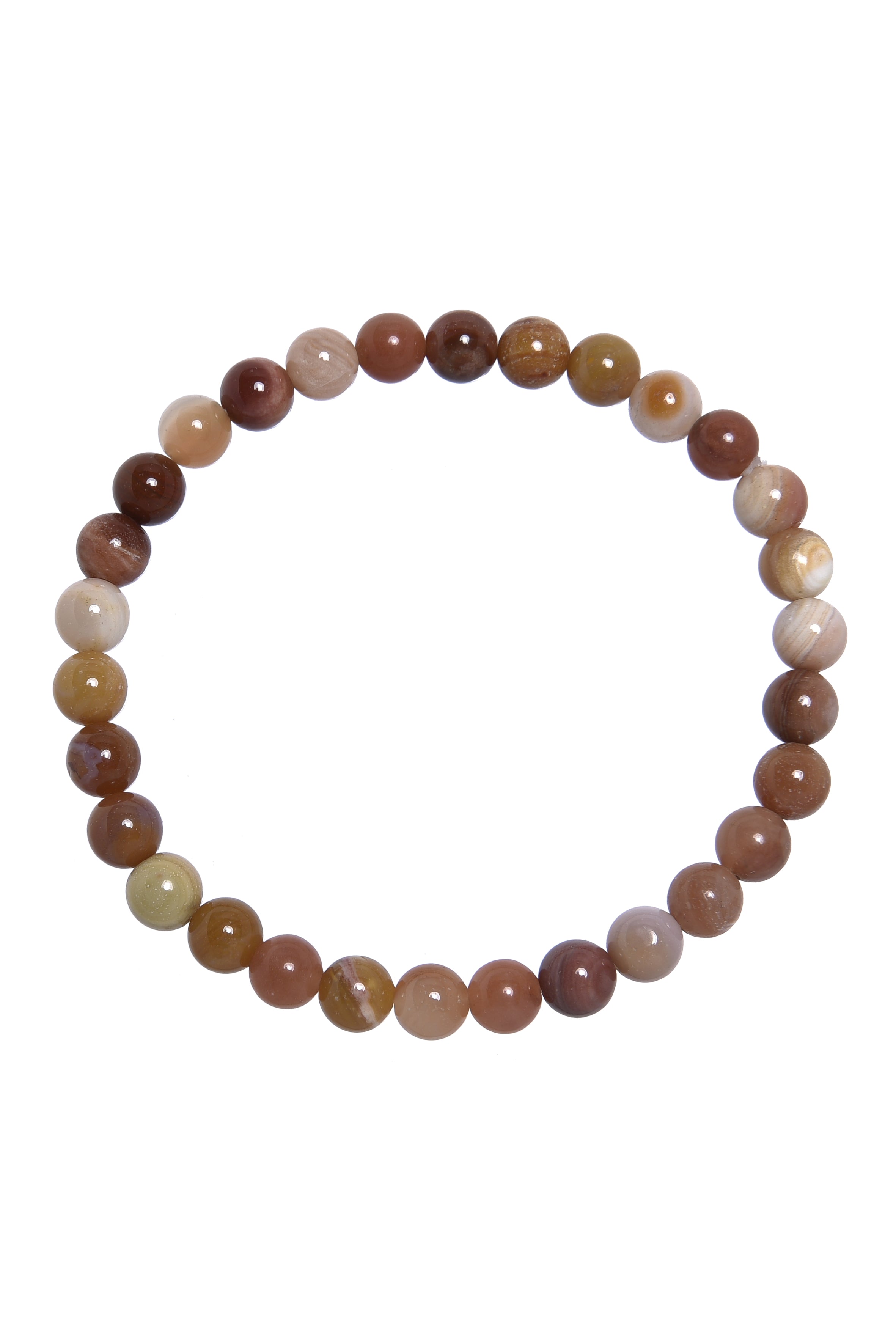 Red Silicified Wood Bead Stretch Bracelet B3708 6MM