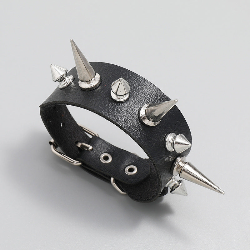 Punk Rivet Leather Snap Bracelet B3774