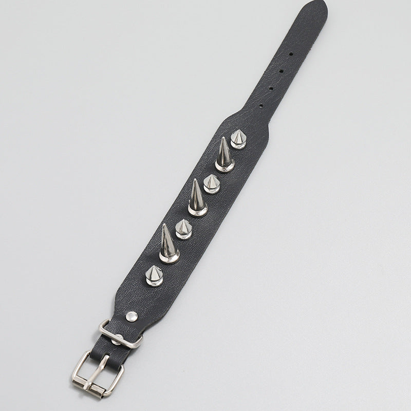 Punk Rivet Leather Snap Bracelet B3774