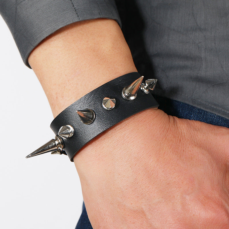 Punk Rivet Leather Snap Bracelet B3774