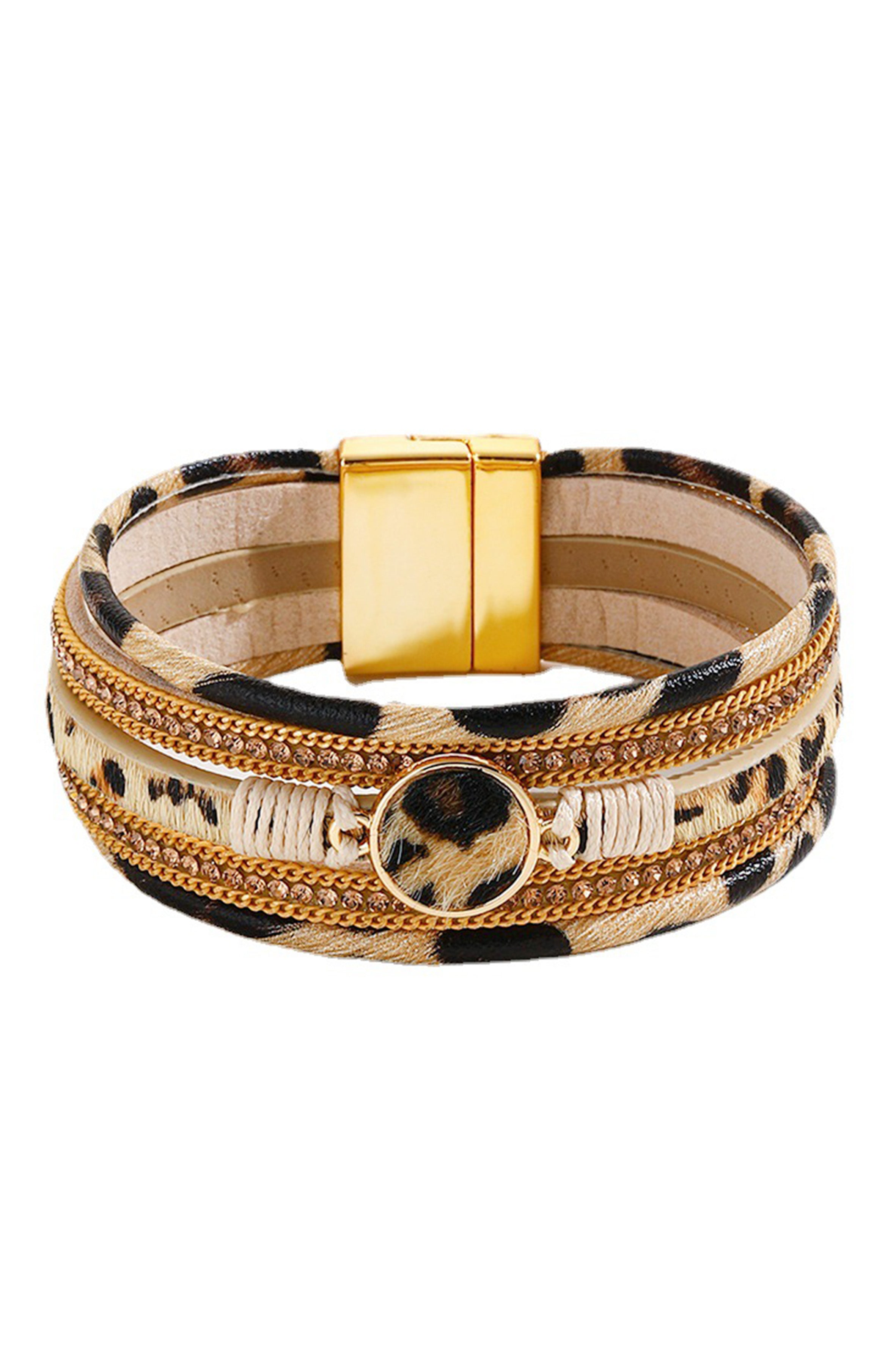 Pulsera magnética multicapa con estampado animal B4016