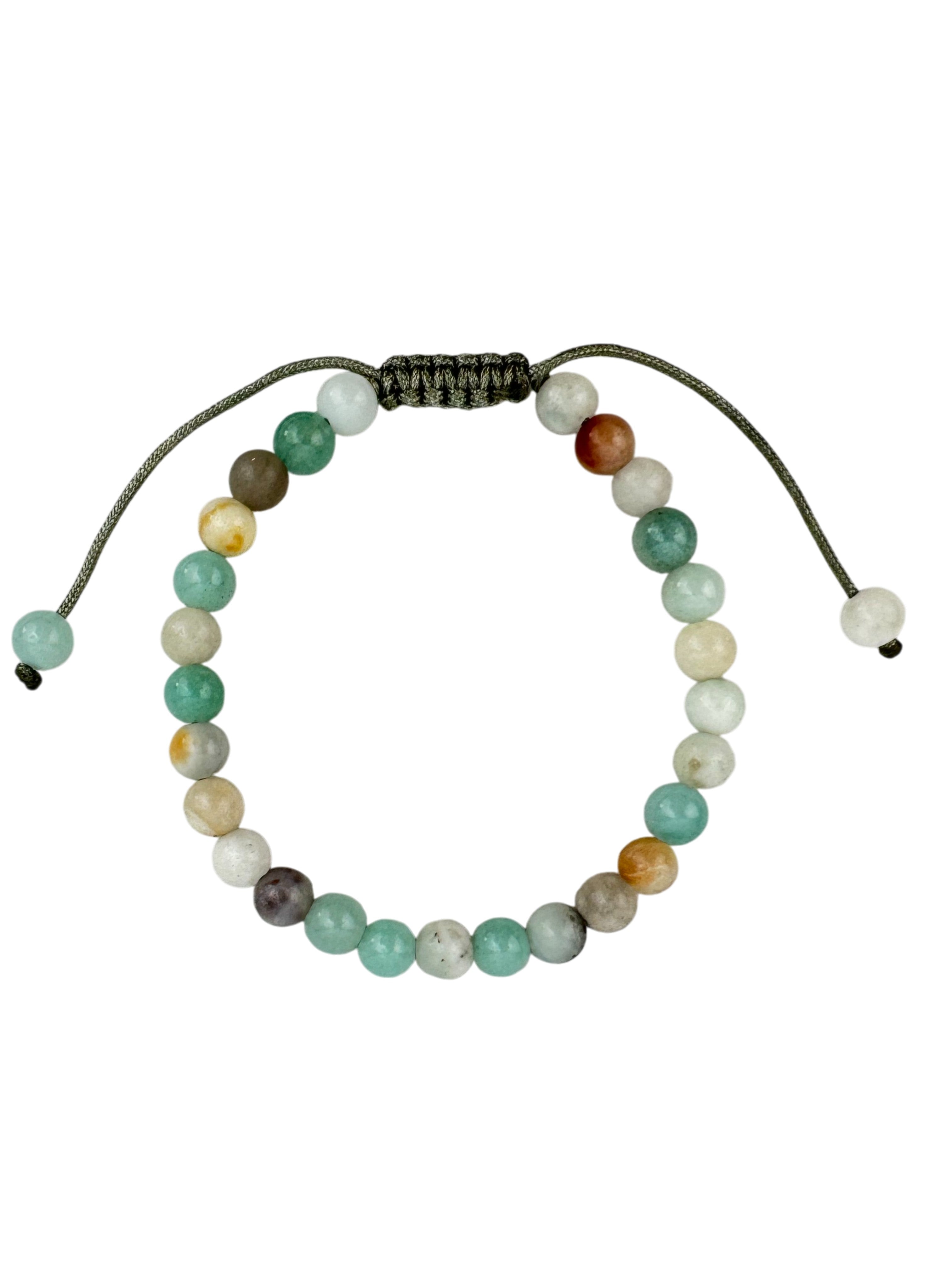 Amazonite Stone Braided Shamballa Bracelet B4107-6MM