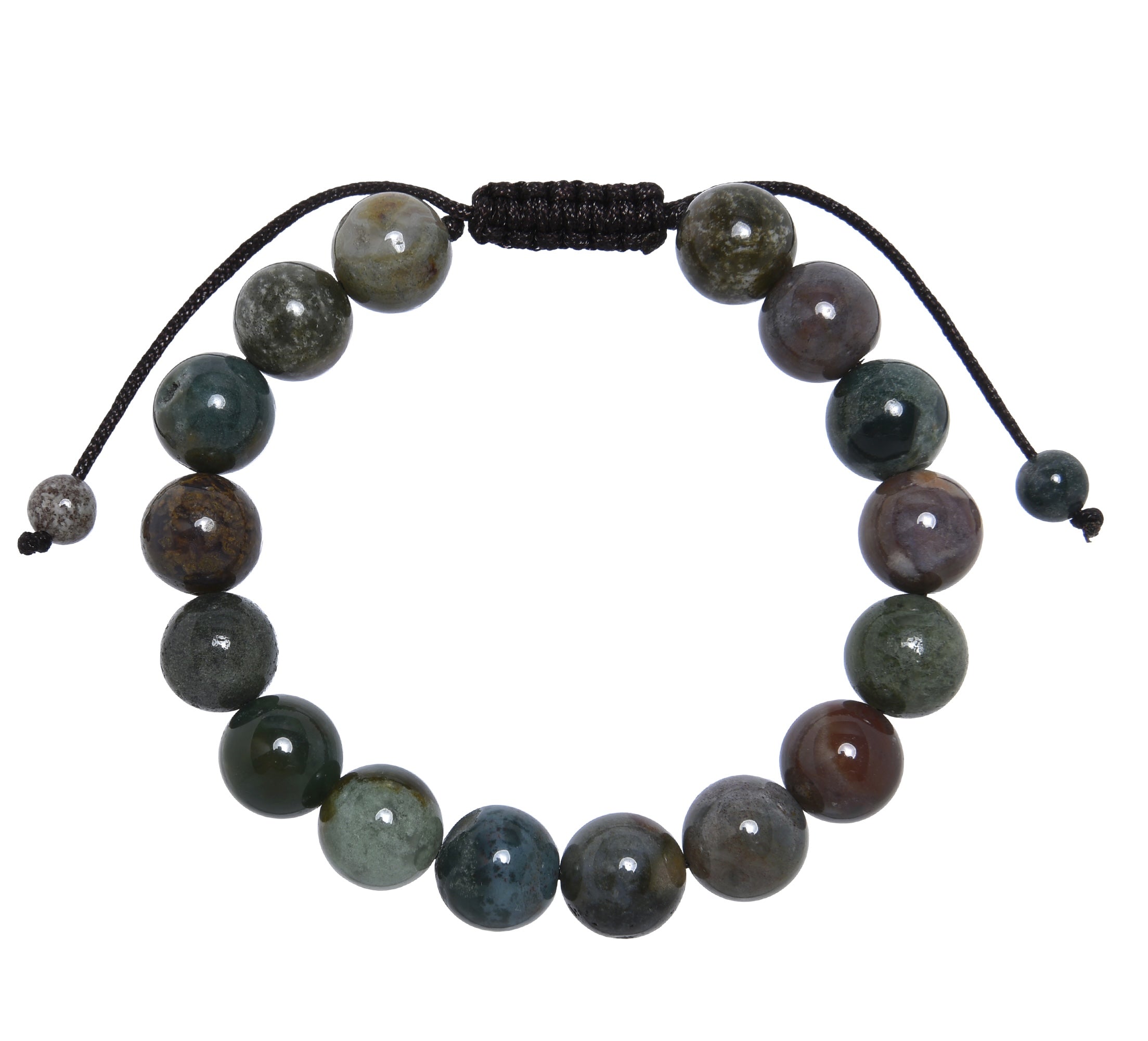 Indian Agate Stone Braided Shamballa Bracelet B4108-10MM
