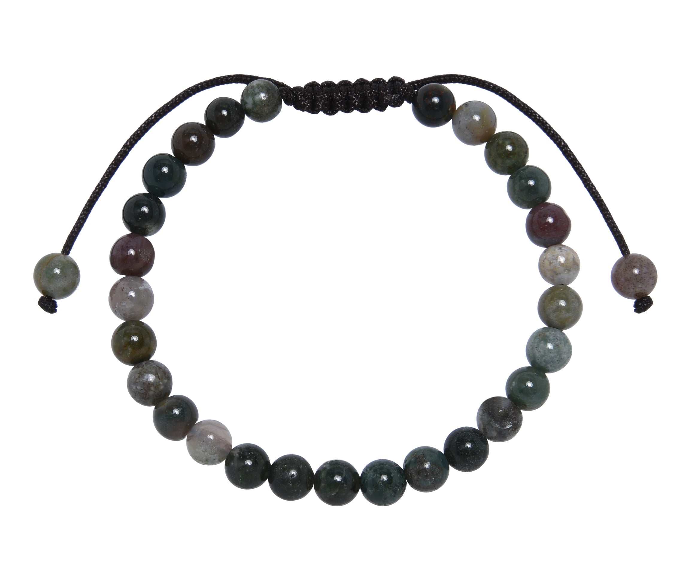 Indian Agate Stone Braided Shamballa Bracelet B4108-6MM