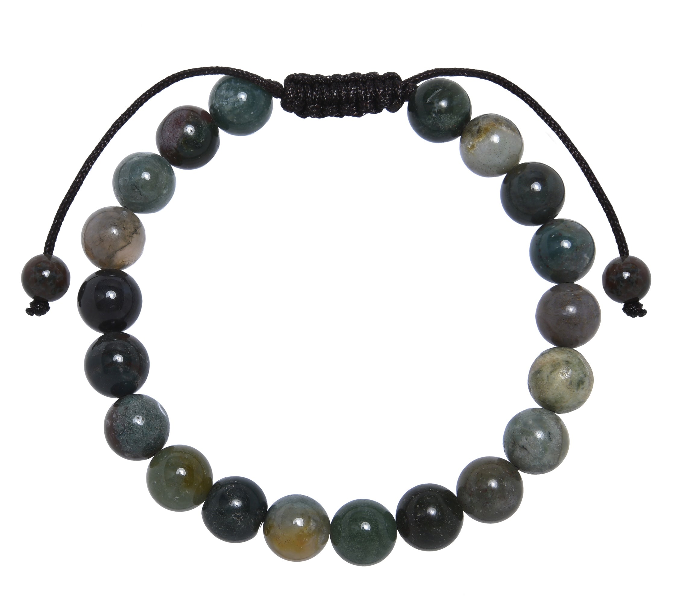 Indian Agate Stone Braided Shamballa Bracelet B4108-8MM