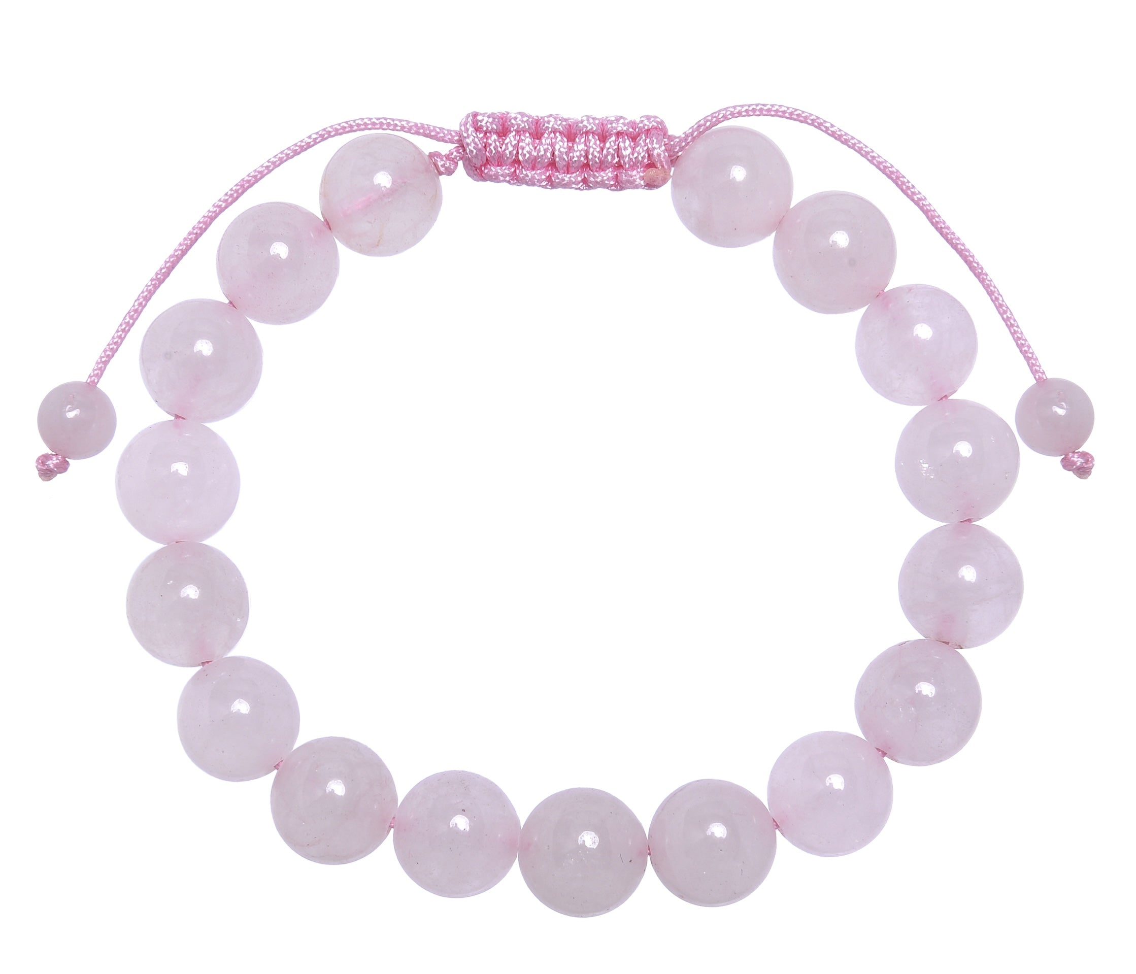 Rose Quartz Stone Braided Shamballa Bracelet B4109-10MM