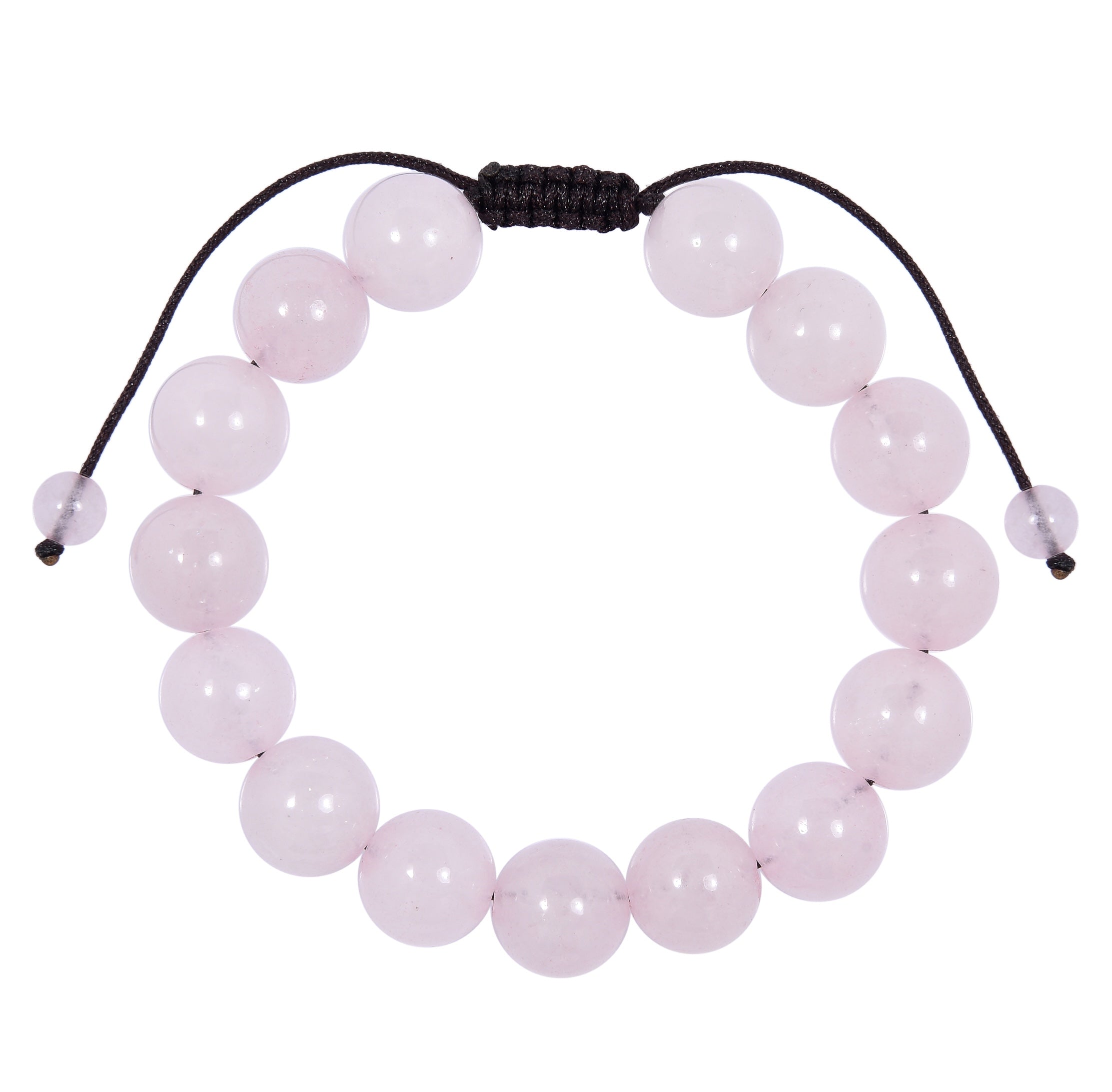 Rose Quartz Stone Braided Shamballa Bracelet B4109-12MM