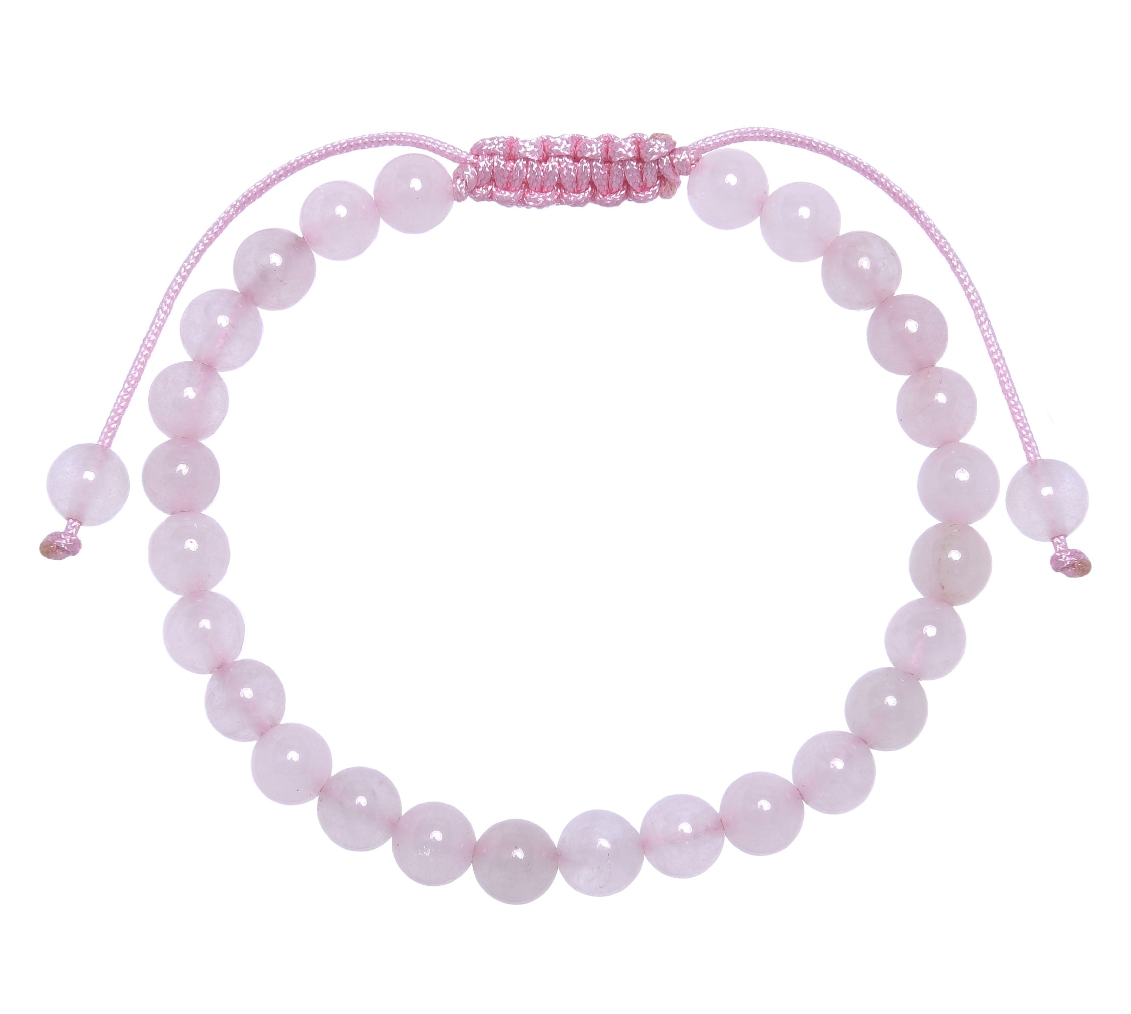 Rose Quartz Stone Braided Shamballa Bracelet B4109-6MM