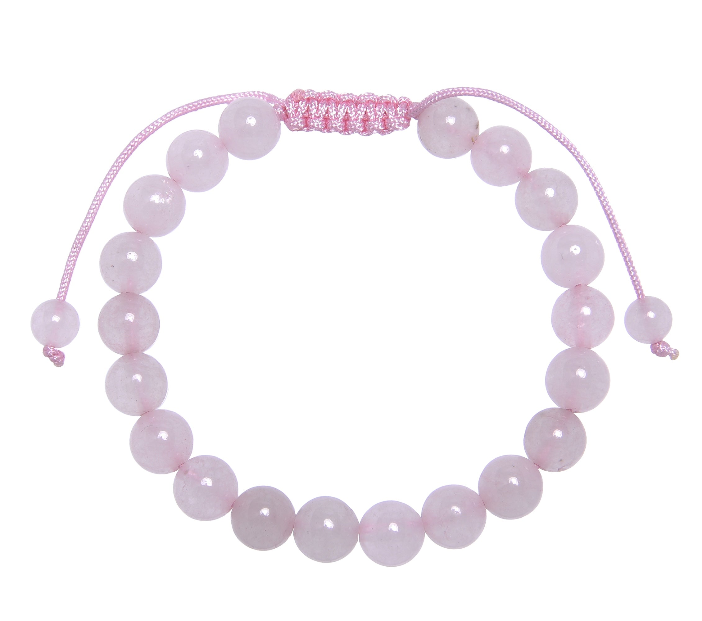 Rose Quartz Stone Braided Shamballa Bracelet B4109-8MM