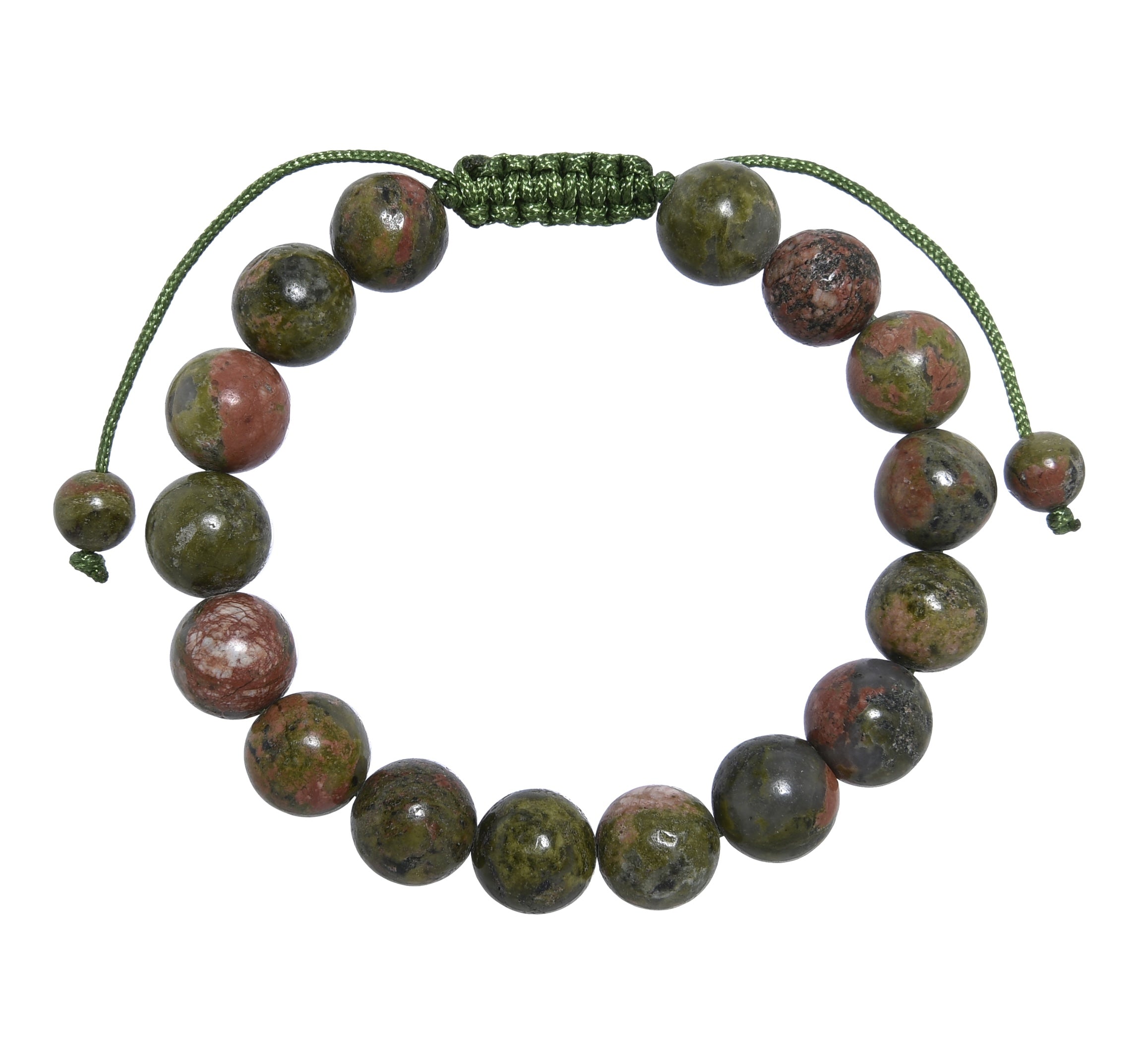 Unakite Stone Braided Shamballa Bracelet B4110-10MM