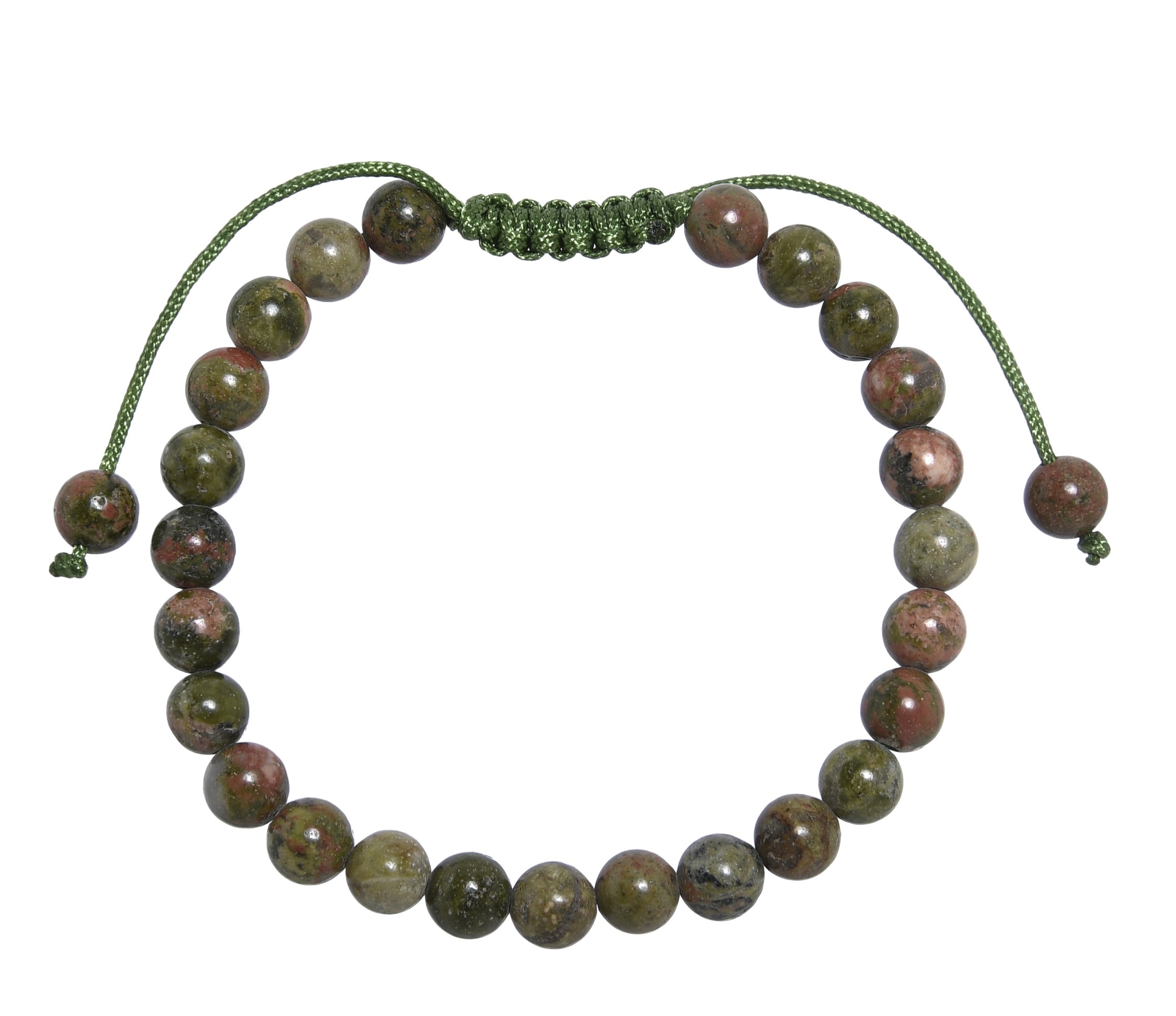 Unakite Stone Braided Shamballa Bracelet B4110-6MM