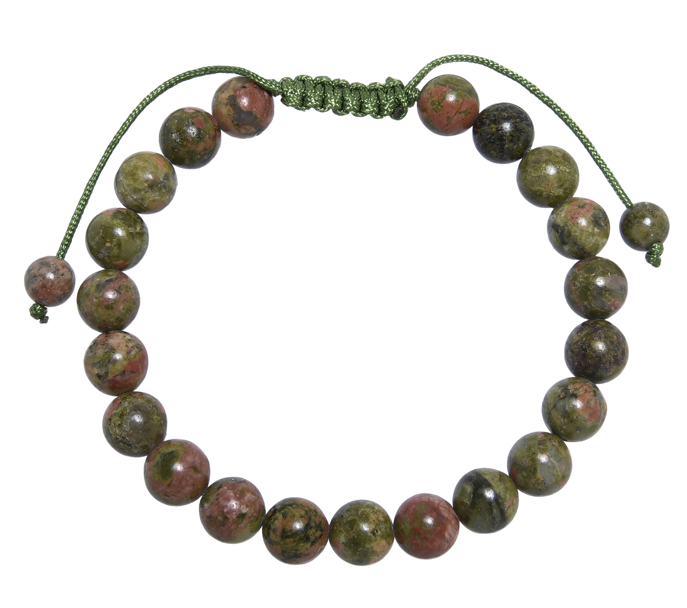 Unakite Stone Braided Shamballa Bracelet B4110-8MM