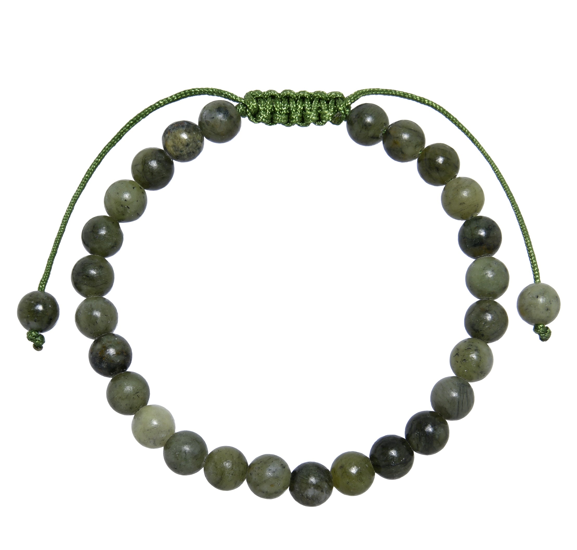 Olive Jade Stone Braided Shamballa Bracelet B4113-6MM