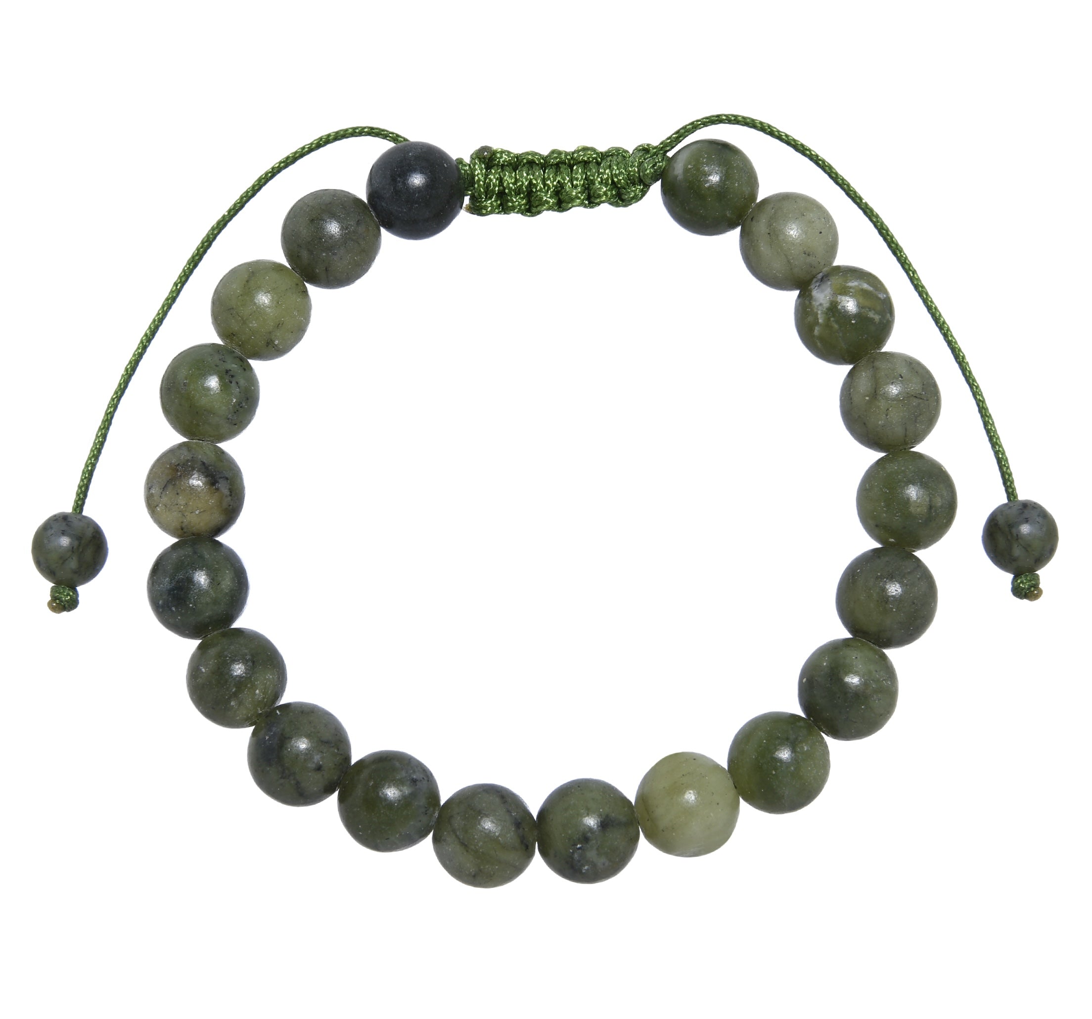 Olive Jade Stone Braided Shamballa Bracelet B4113-8MM