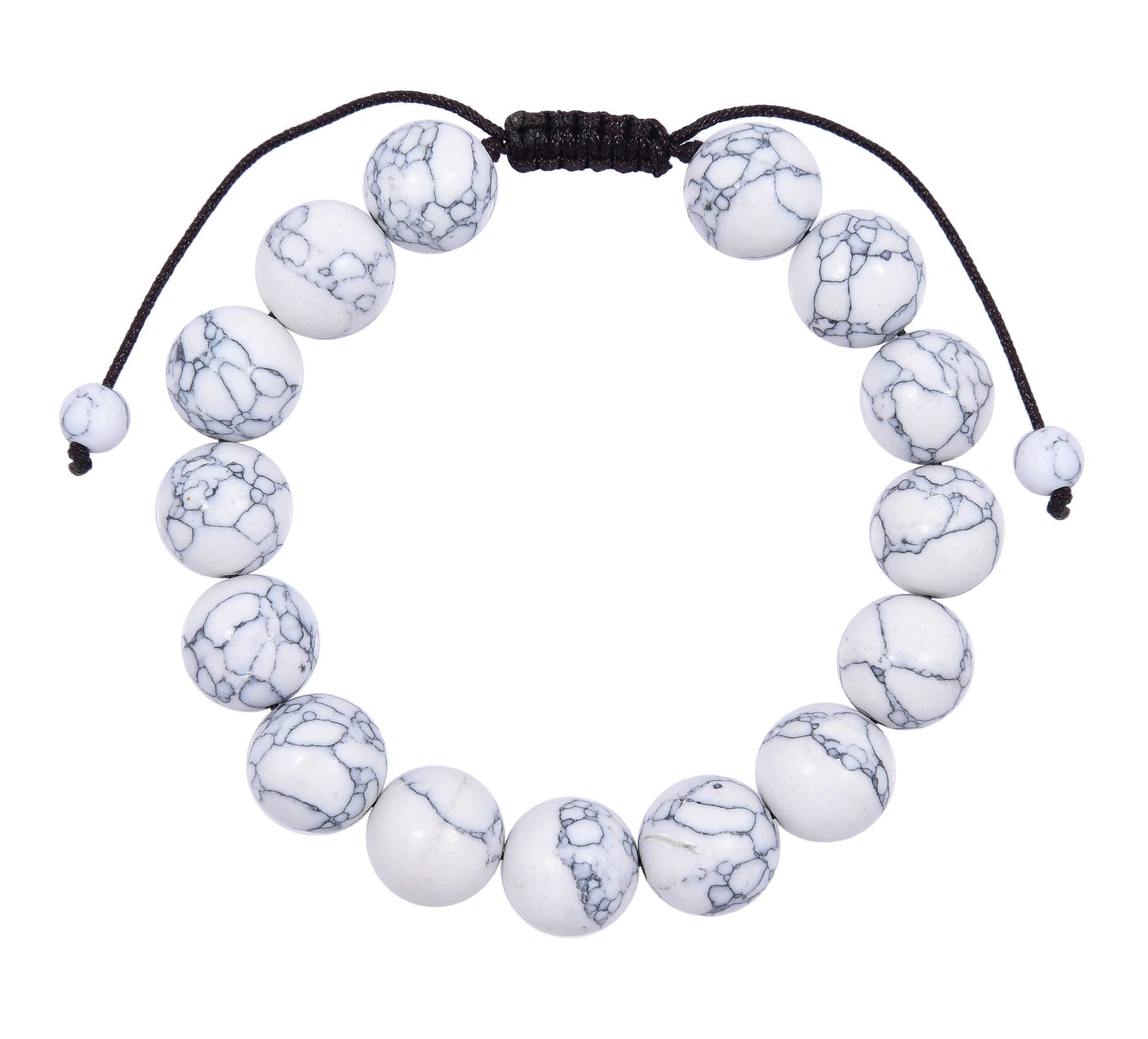 Howlite-Matte Stone Braided Shamballa Bracelet B4116-12MM
