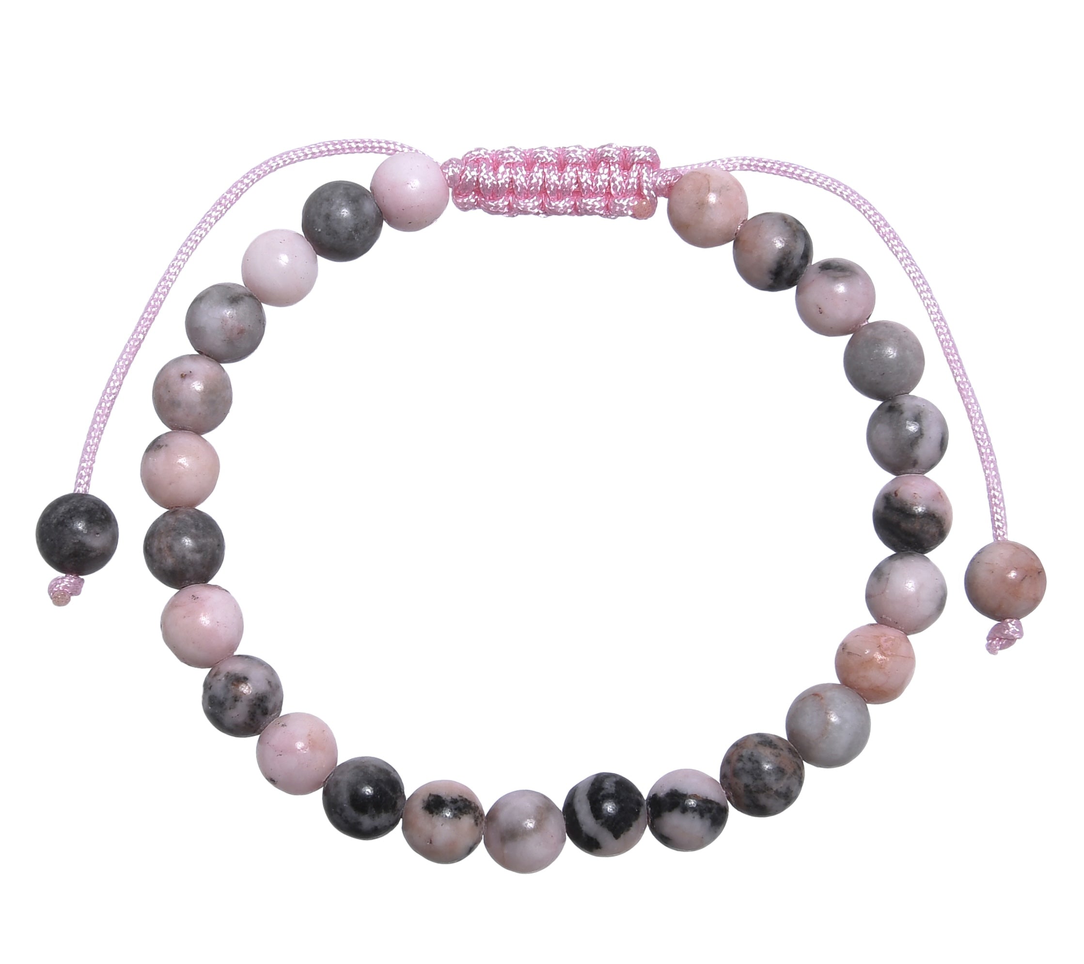 Rhodonite Stone Braided Shamballa Bracelet B4118-6MM