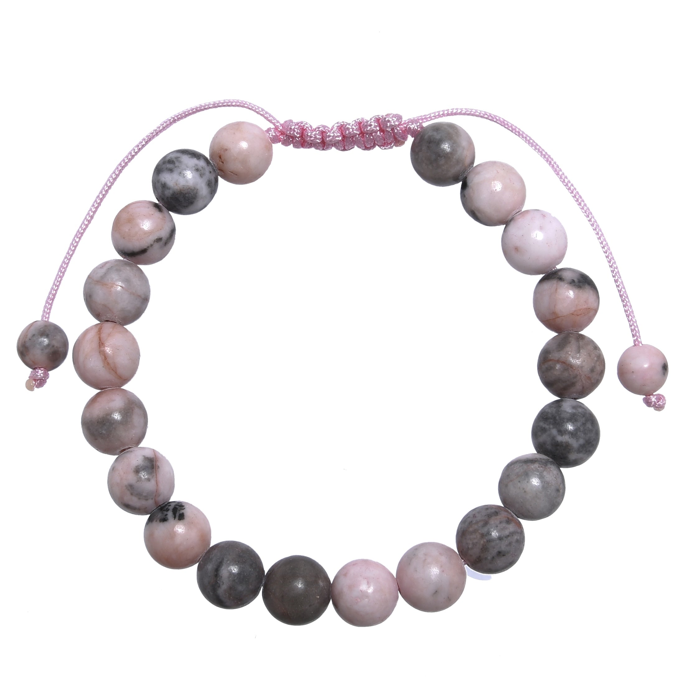 Rhodonite Stone Braided Shamballa Bracelet B4118-8MM