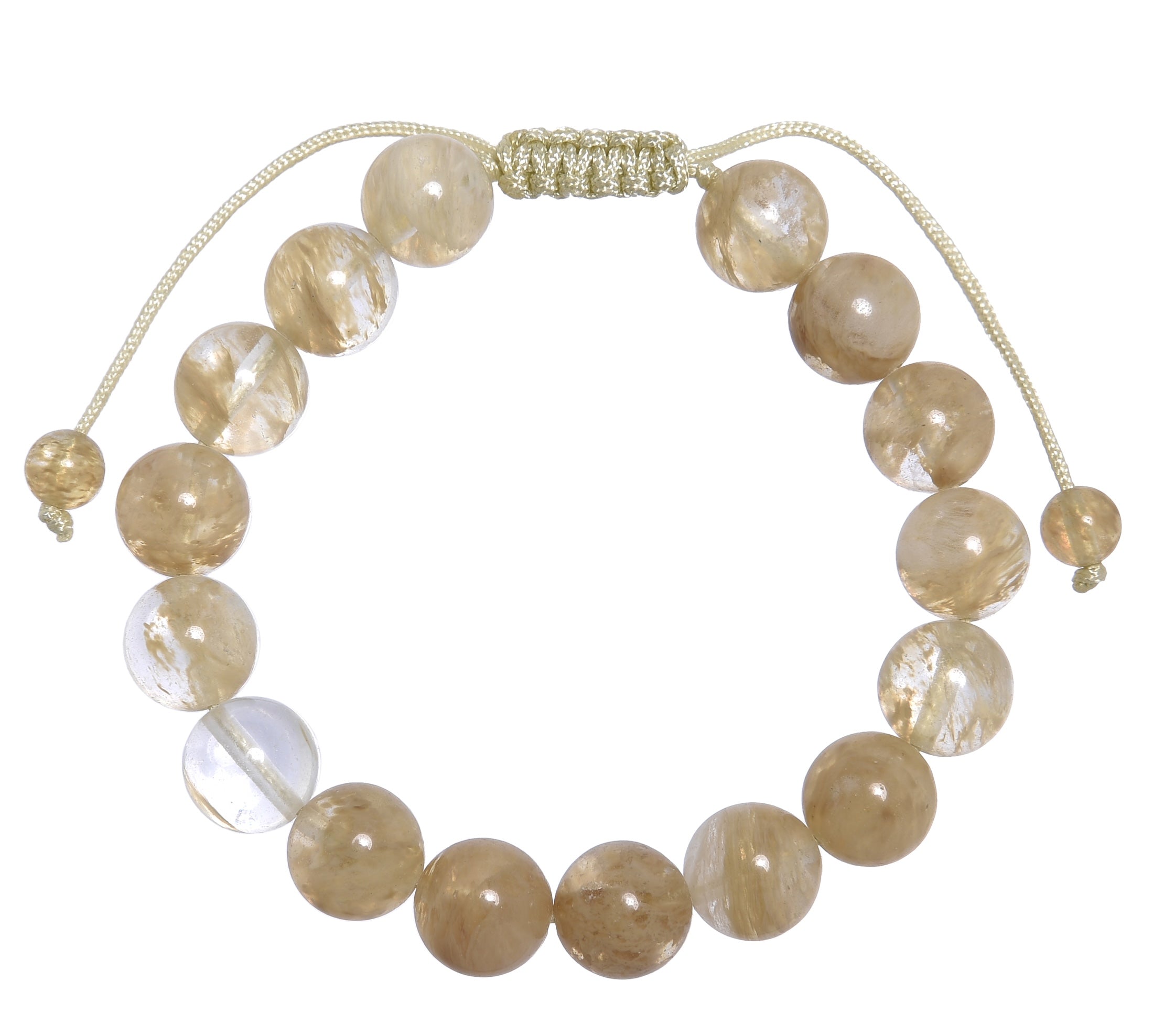 Citrine Quartz Stone Braided Shamballa Bracelet B4119-10MM