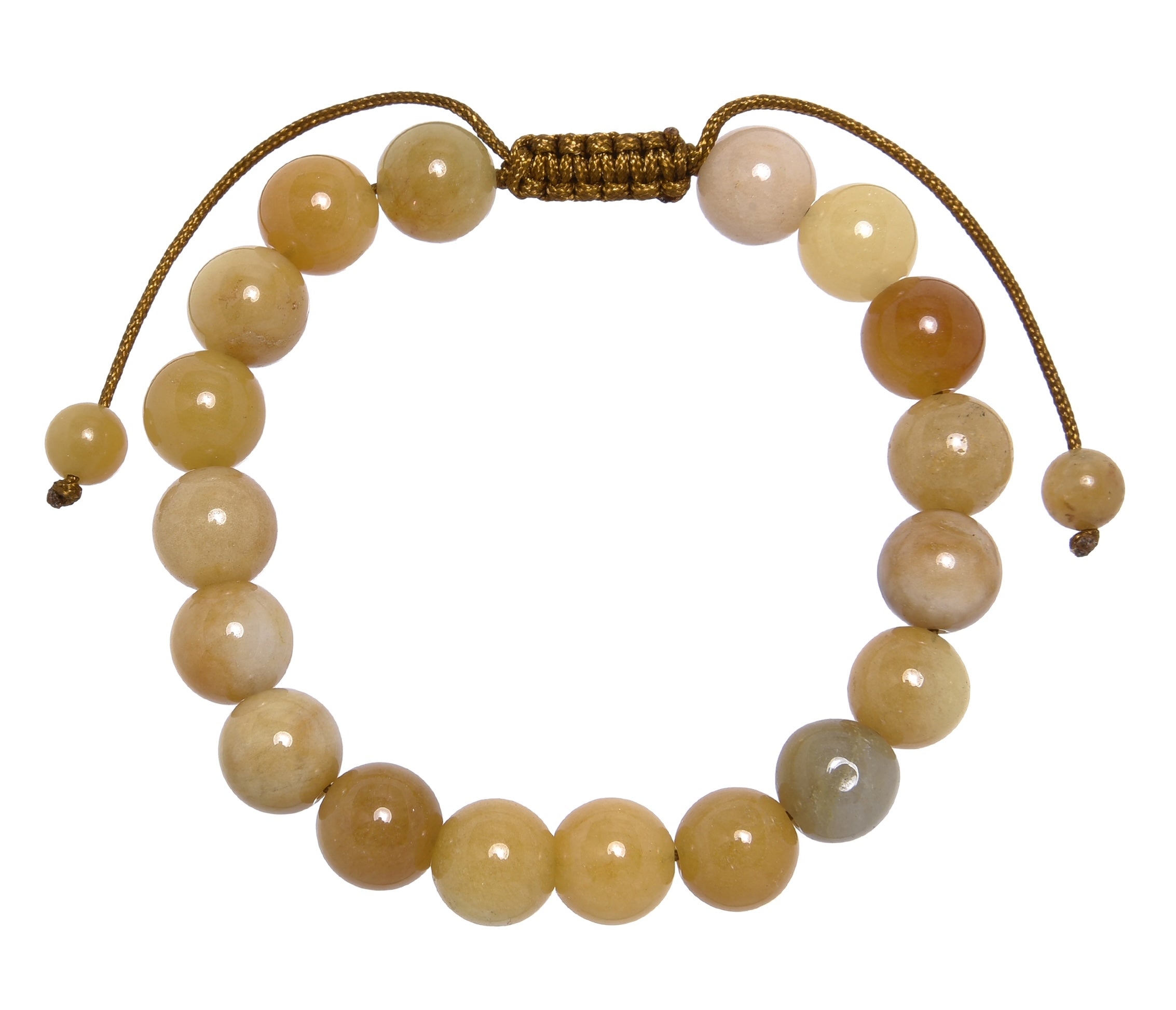 Golden Jade Stone Braided Bracelet B4122-10MM