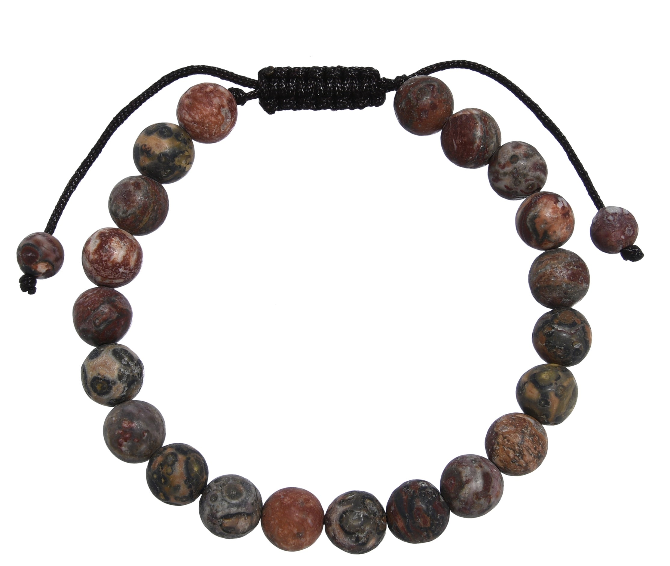 Red Leopard Skin-Matte Stone Braided Shamballa Bracelet B4125-8MM