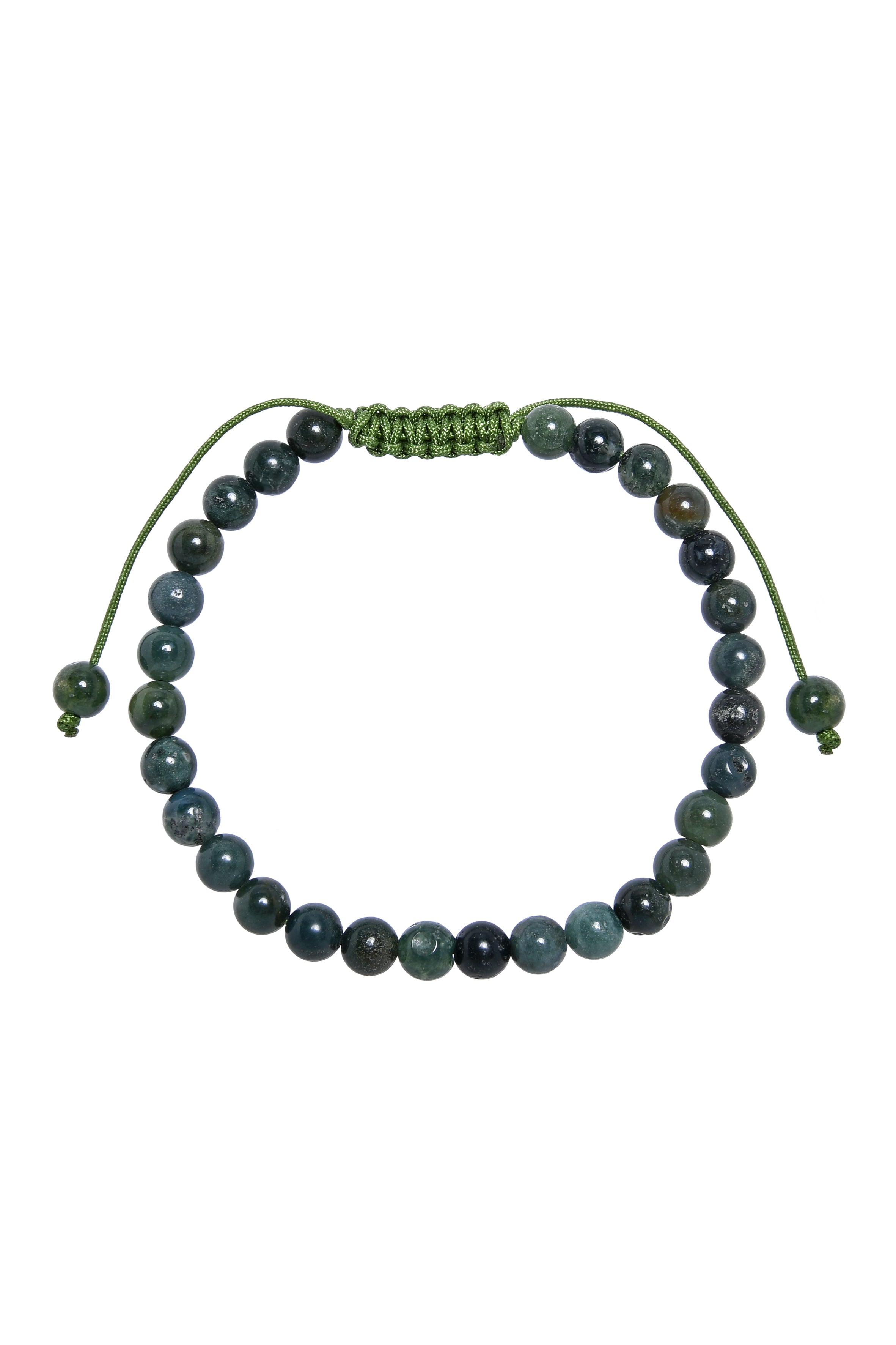Moss Agate Stone Braided Bracelet B4131-6MM