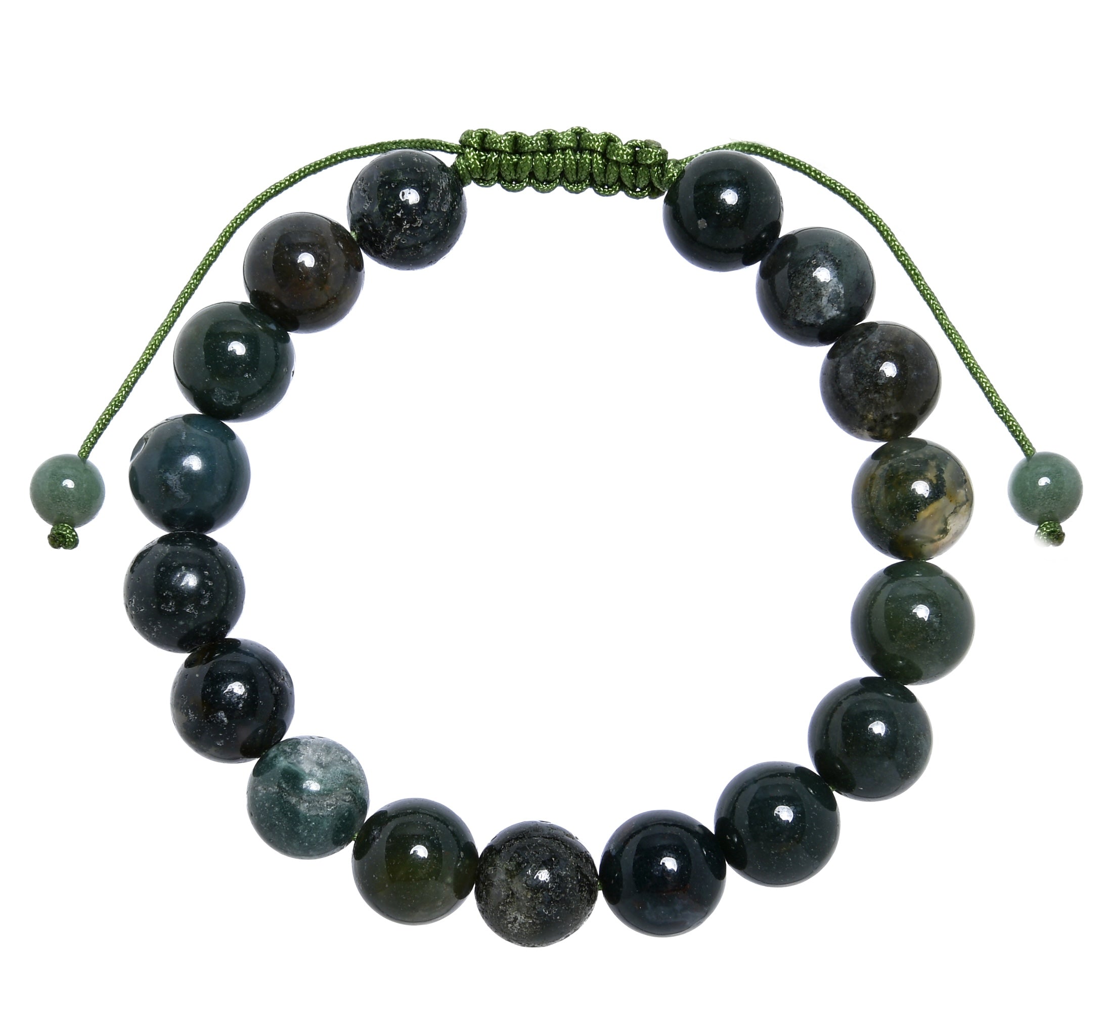 Moss Agate Stone Braided Bracelet B4131-10MM