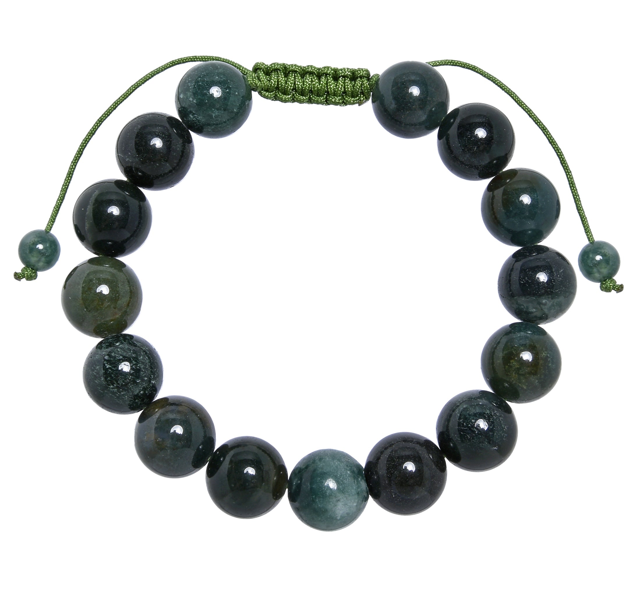 Moss Agate Stone Braided Bracelet B4131-12MM