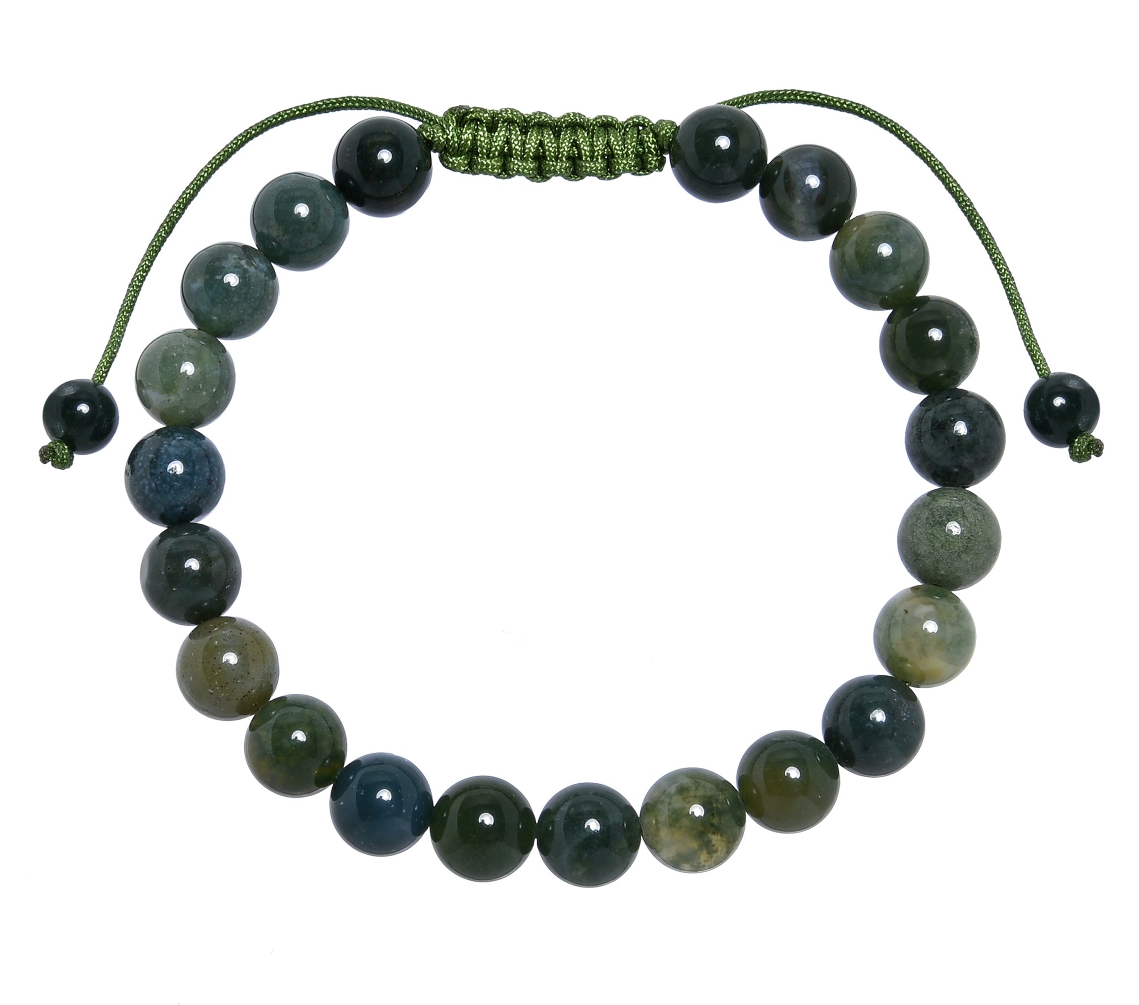 Moss Agate Stone Braided Bracelet B4131-8MM