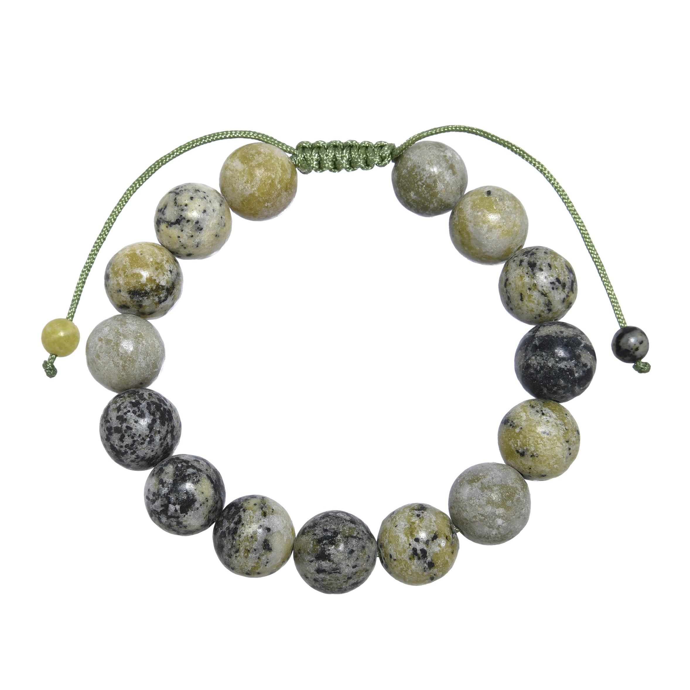 Grass Yellow Turquoise Stone Braided Bracelet B4169-12MM