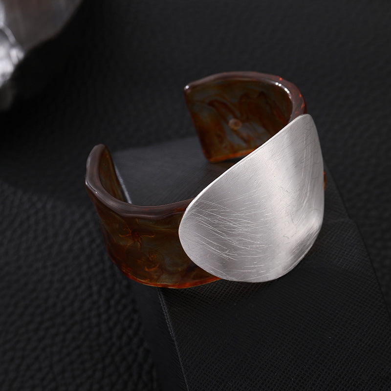 Geometry Alloy And Acrylic Cuff Bracelet B4223