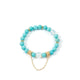 18K Gold Plated Turquoise Cubic Zirconia Strech Bracelet B4318