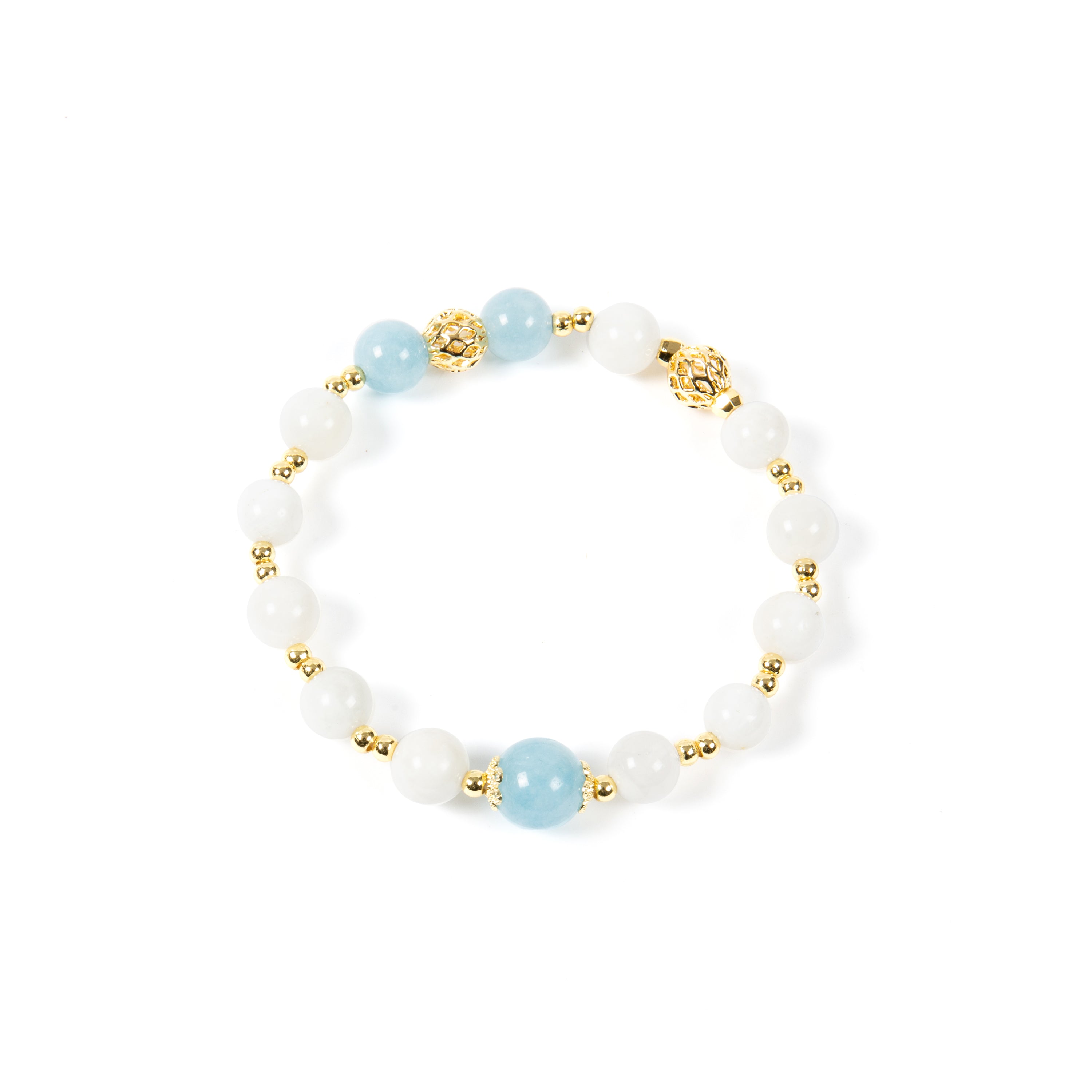 18K Gold Plated Moonstone Strech Bracelet B4320