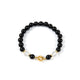 18K Gold Plated Onyx Strech Bracelet B4324
