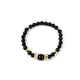 18K Gold Plated Onyx Cubic Zirconia Strech Bracelet B4325