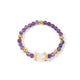 18K Gold Plated Amethyst Cubic Zirconia Strech Bracelet B4326