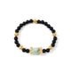 18K Gold Plated Onyx Cubic Zirconia Strech Bracelet B4326