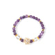 18K Gold Plated Amethyst Cubic Zirconia Strech Bracelet B4328
